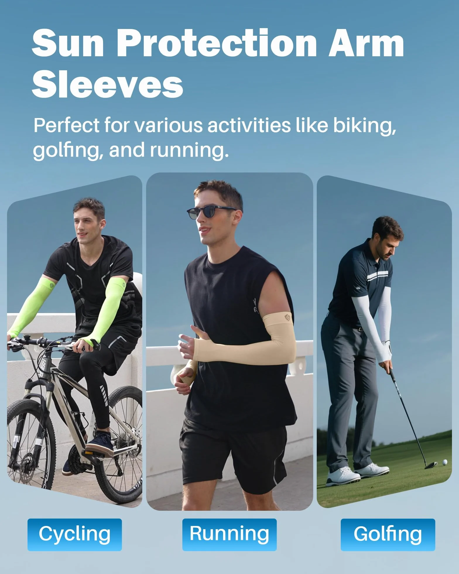 Manguitos de compresión UV para deportes, protección solar, 1/2 pares