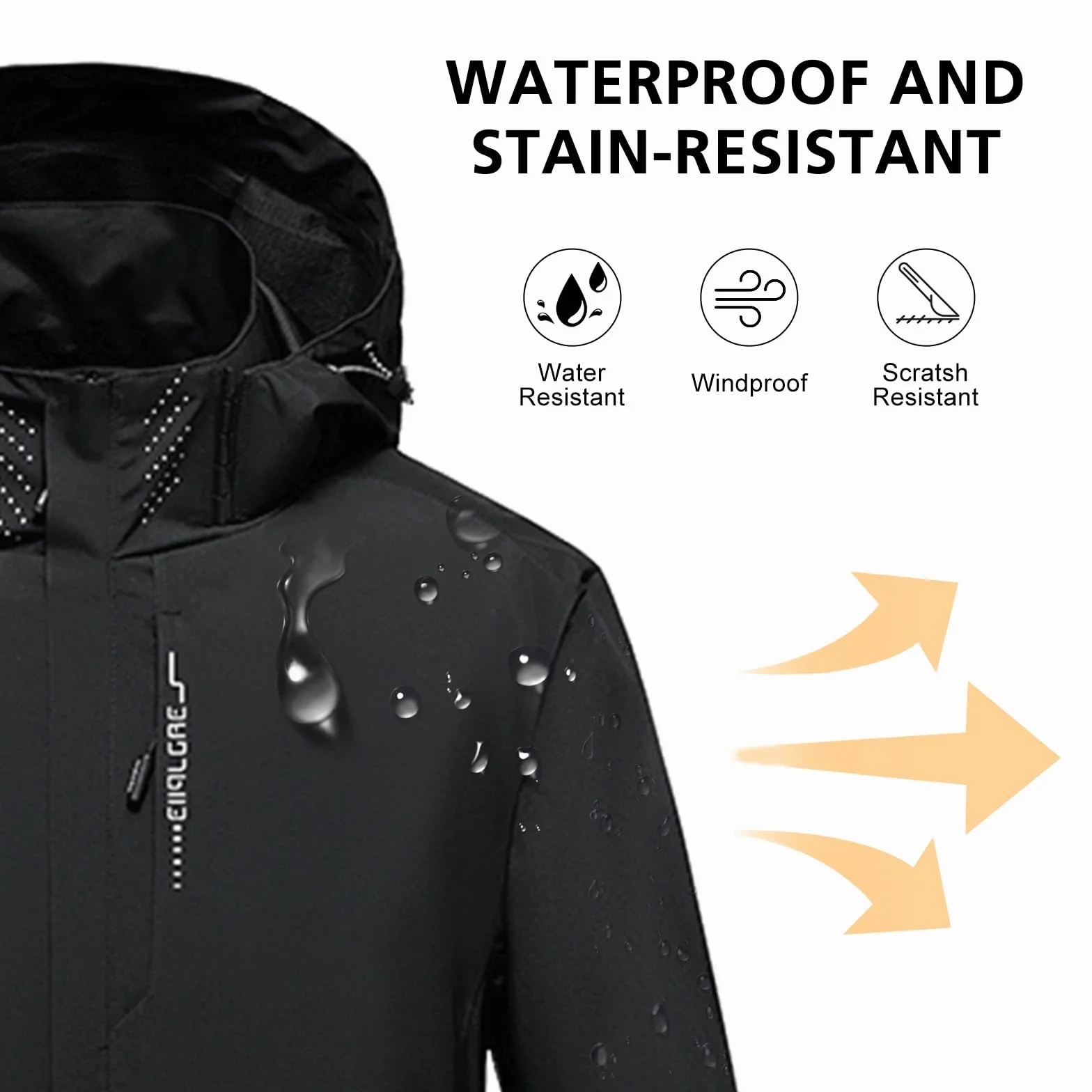 Chaqueta Impermeable Hombre Aire Libre Ligera Caminar Prueba Viento Deportiva Capucha Mountain