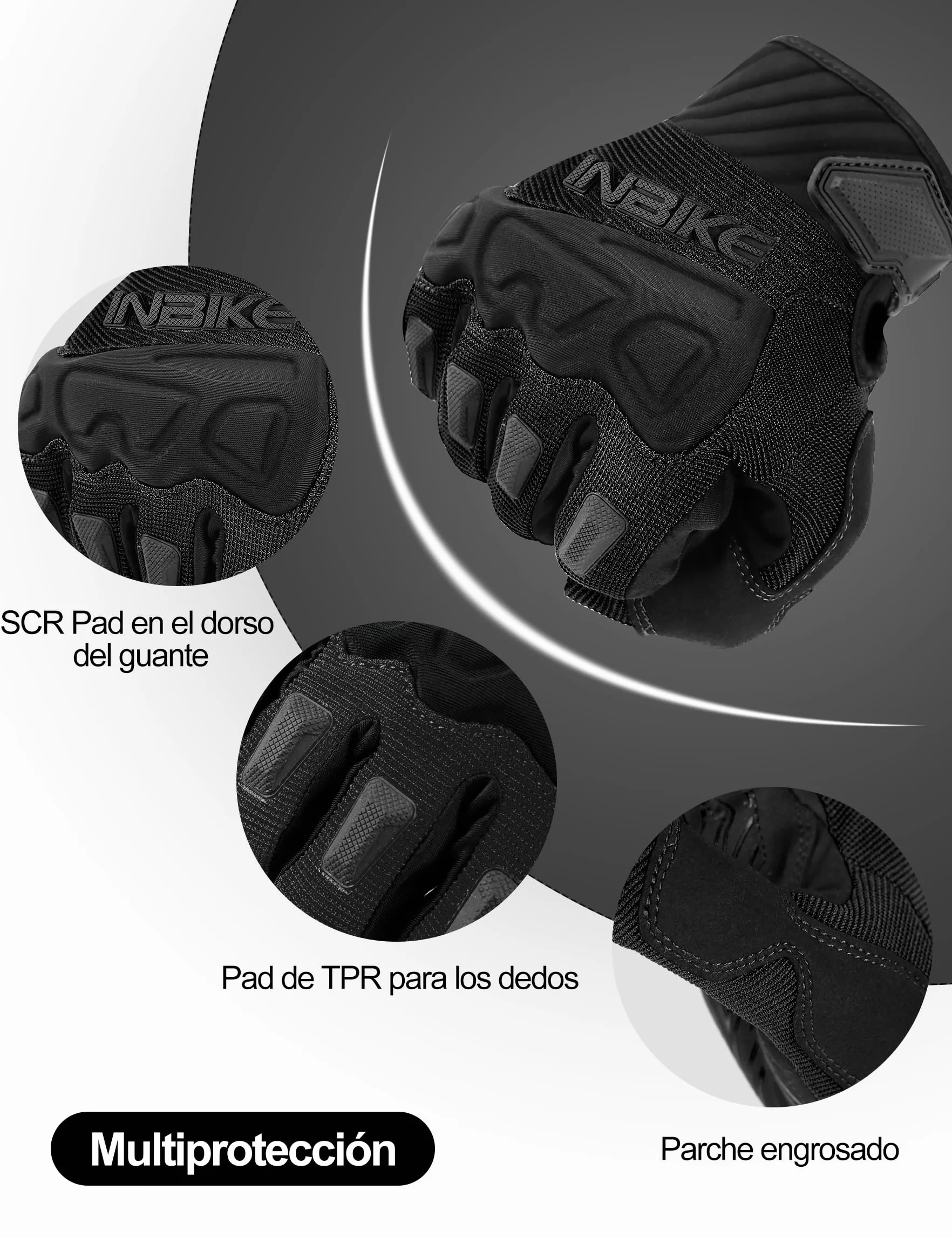 INBIKE Guantes Ciclismo Hombre Largo Pantalla Táctil Acolchado Antideslizante