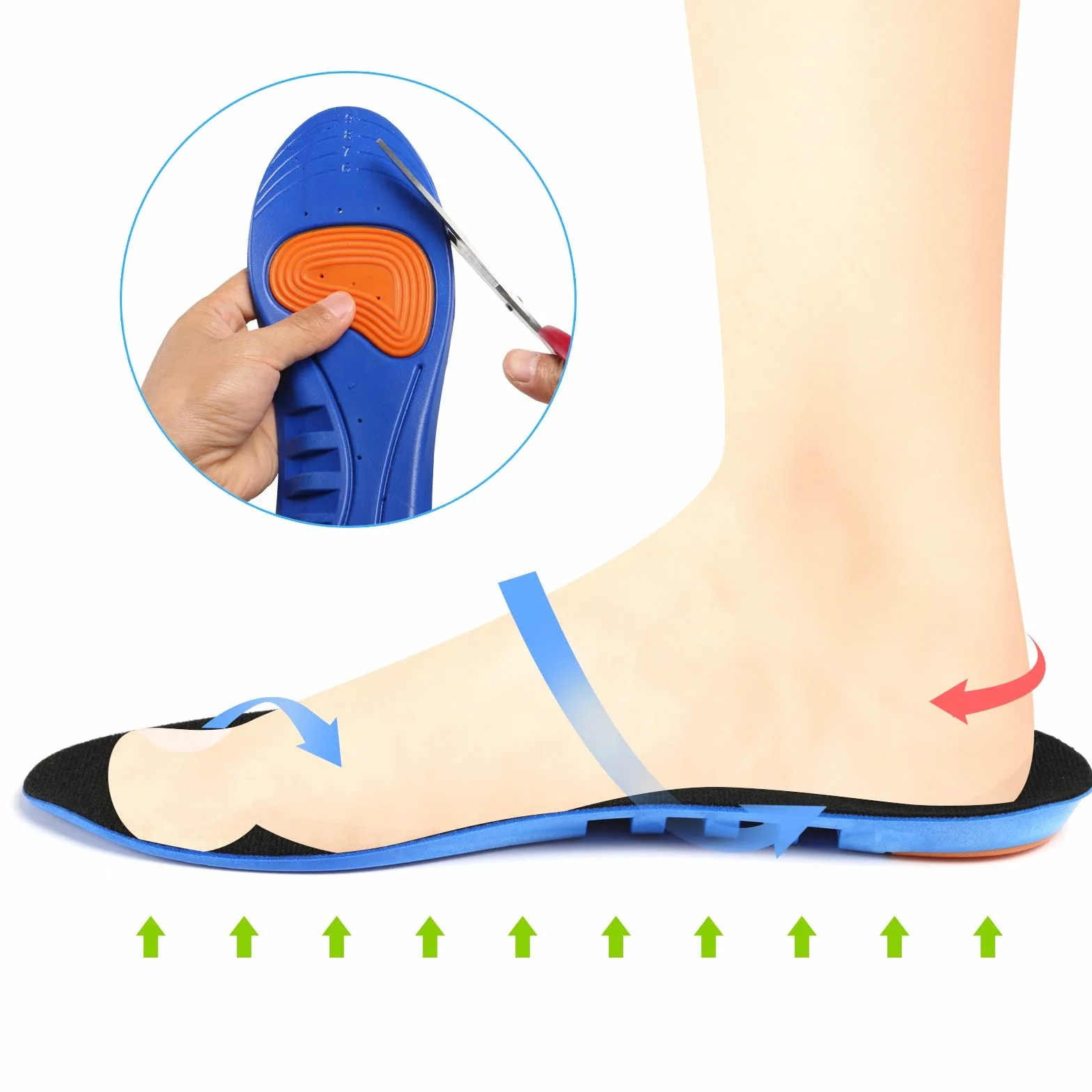 LIHAO 2 Pares Plantillas Zapatos Unisex Gel Deportivas Azul Naranja EU38-42