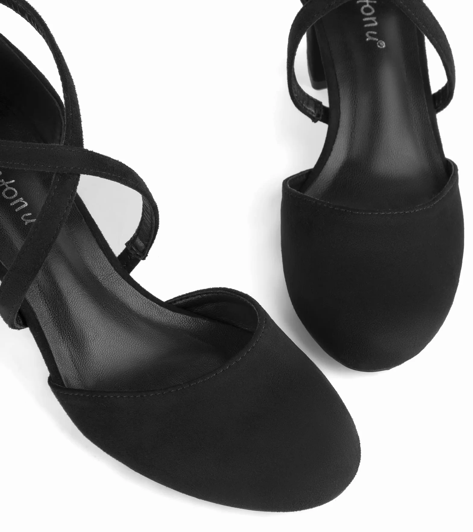 Greatonu Sandalias de Tacón en Bloque para Mujer, Correas Cruzadas y Puntera Cerrada