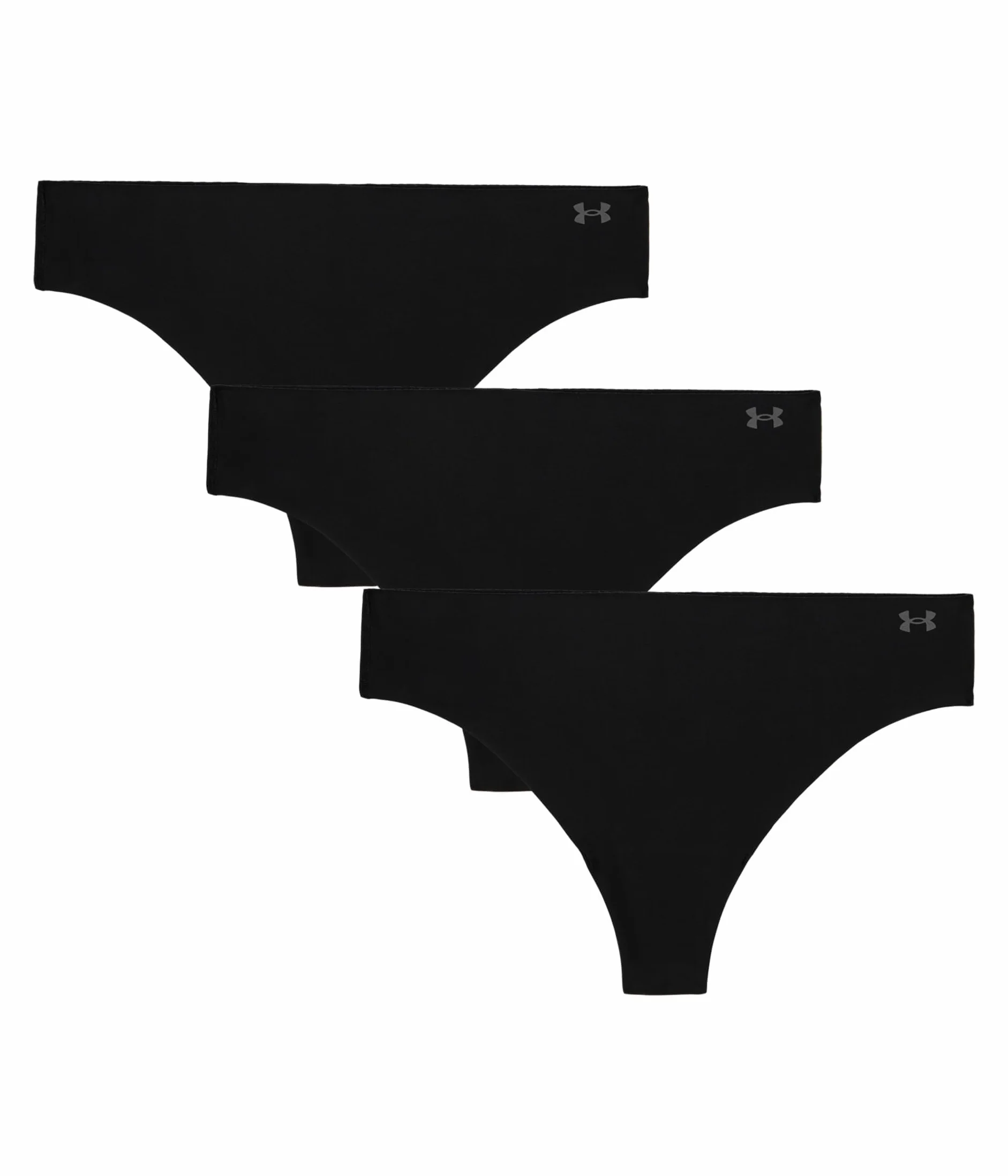 Under Armour 3-Pack Pure Stretch No Show Thong Underwear XS Negro para Mujer