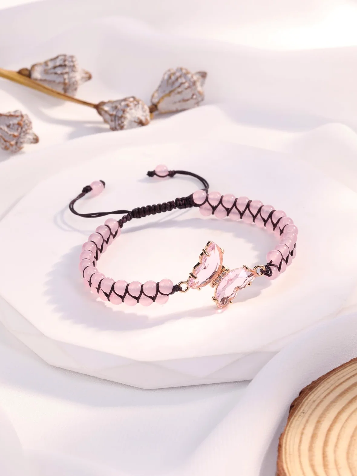 YDYDTTKD Pulsera De Mariposa De Cristal Curativo Regalos De Joyería para Mujeres, Pulsera De Cuentas De Doble Capa Ajustable con Piedras Preciosas Naturales para Damas Niñas Cumpleaños De Mamá