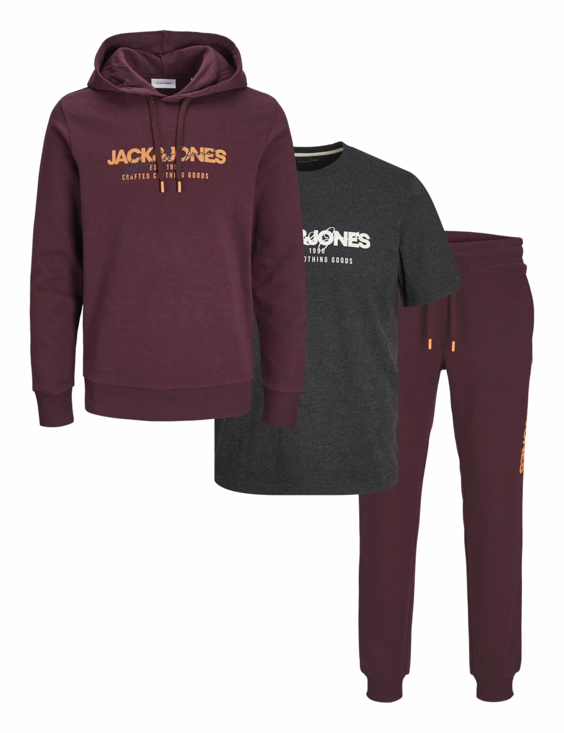 JACK & JONES Jjalvis Sweat Hood Triple Pack Conjunto de chándal y Camiseta para Hombre