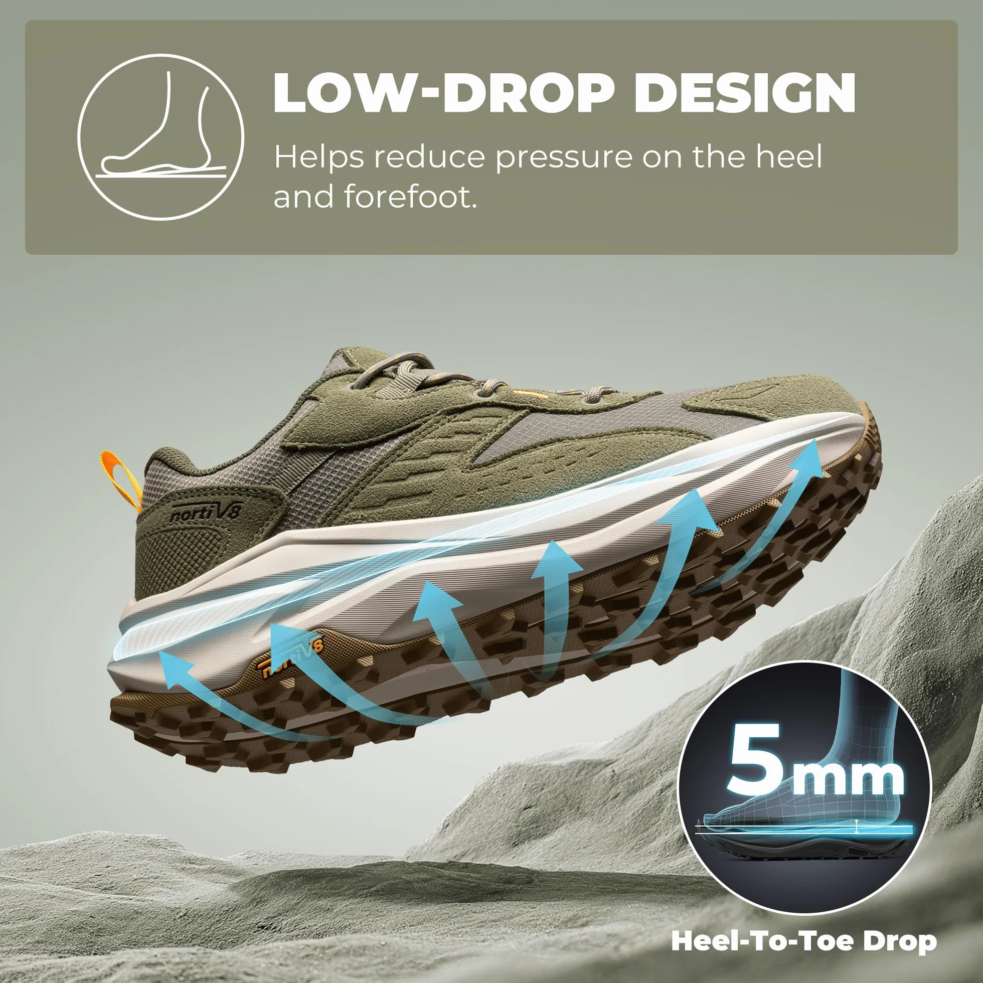 NORTIV 8 Botas Trekking Hombres Punta Ancha Impermeables Montaña Ligeros