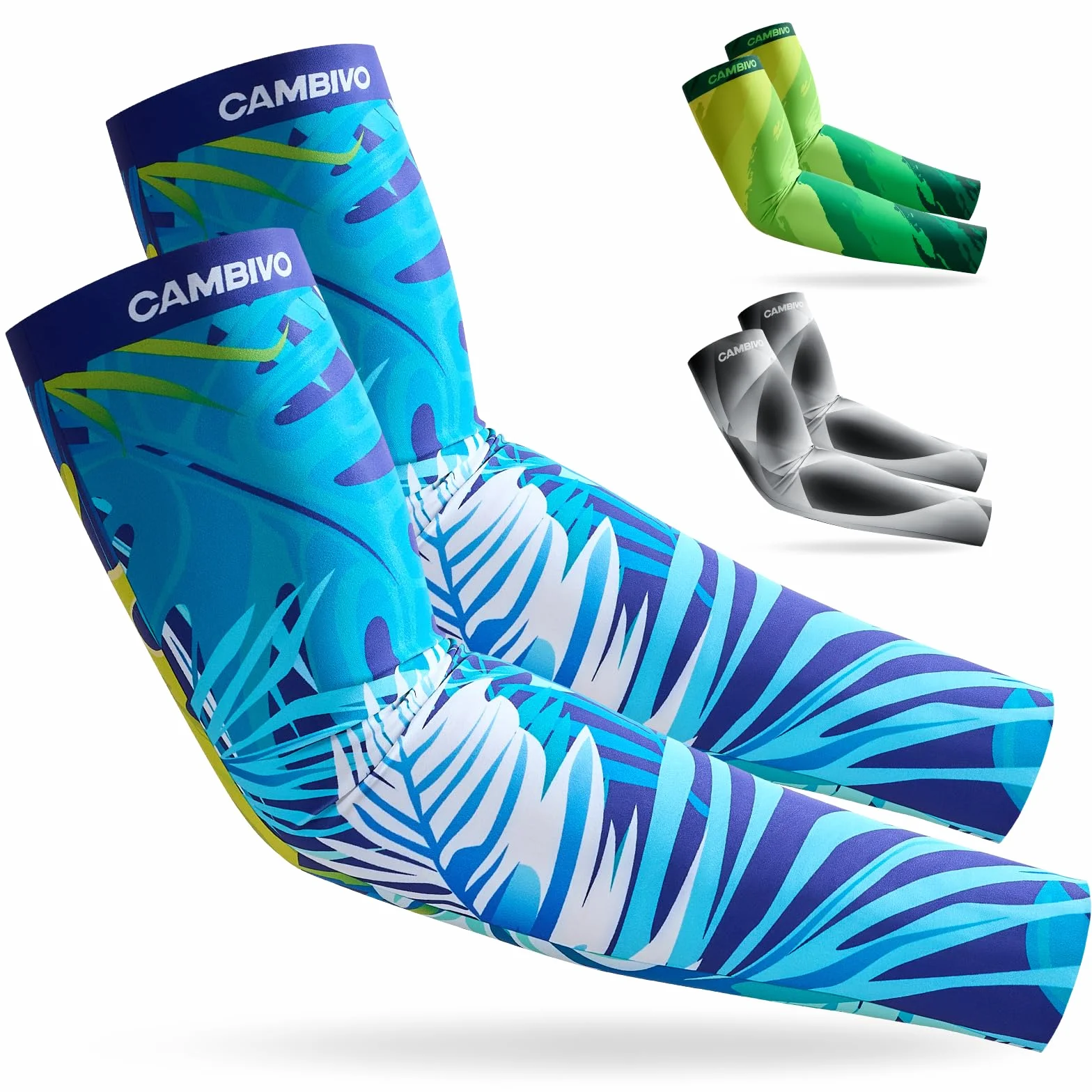 CAMBIVO Mangas para Brazos Protección UV UPF50+, Manguitos sin Costuras Elásticos para Running Ciclismo Padel
