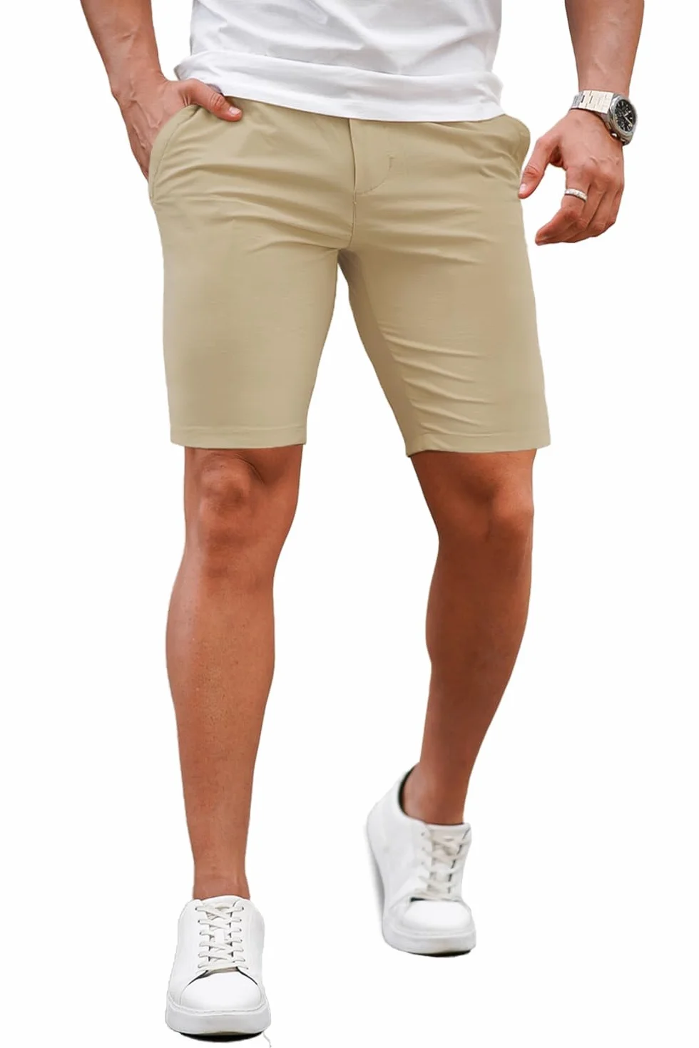 GINGTTO Pantalones Cortos Hombre Slim Fit Vestir Elastico Chinos Shorts