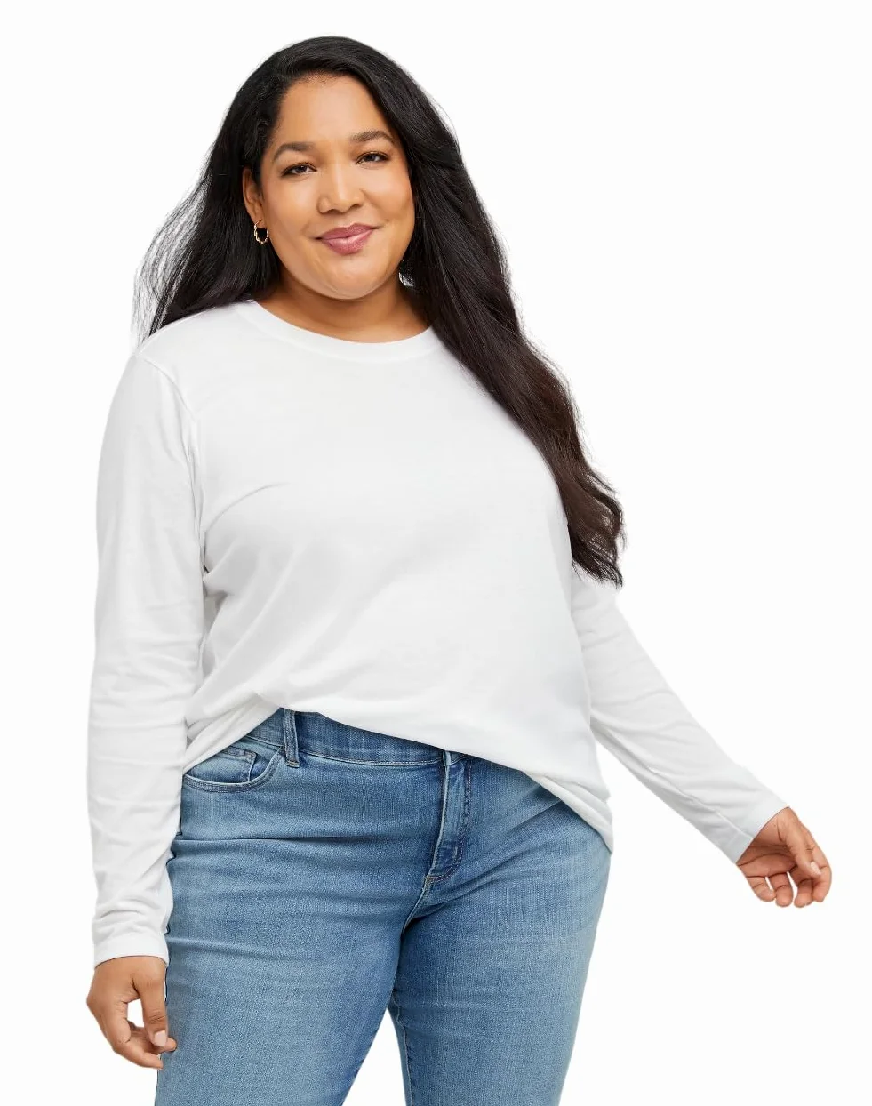 Hanes Originals Tri-Blend Long-Sleeve T-Shirt, Crewneck tee For Women, Relaxed Fit, Plus Sizes Camisa Mujer