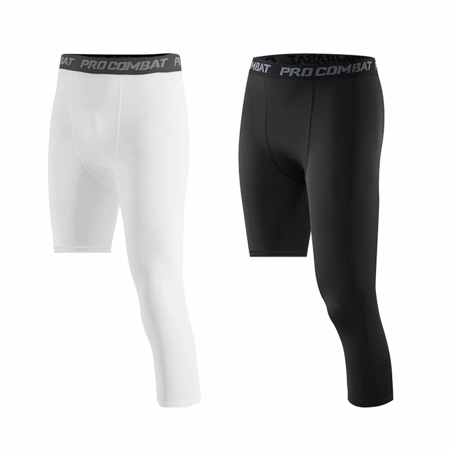 Pantalones de Compresión para Hombre, Mallas Deporte 3/4, Tejido de Secado Rápido, Running, Fitness