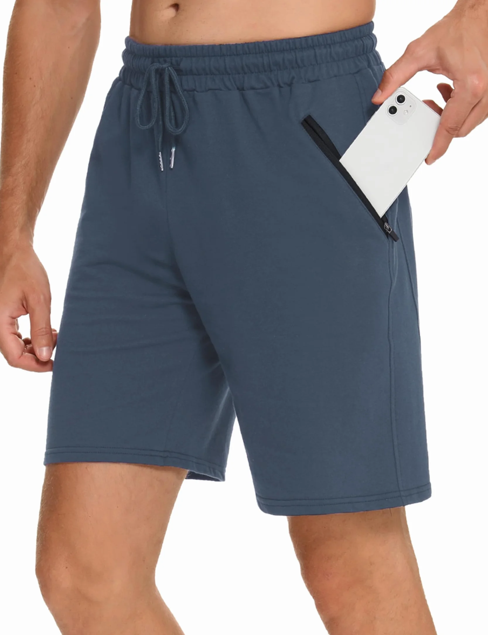 Pantalones Cortos Deportivos Hombre Algodón Bermuda Shorts Cremallera Running Fútbol