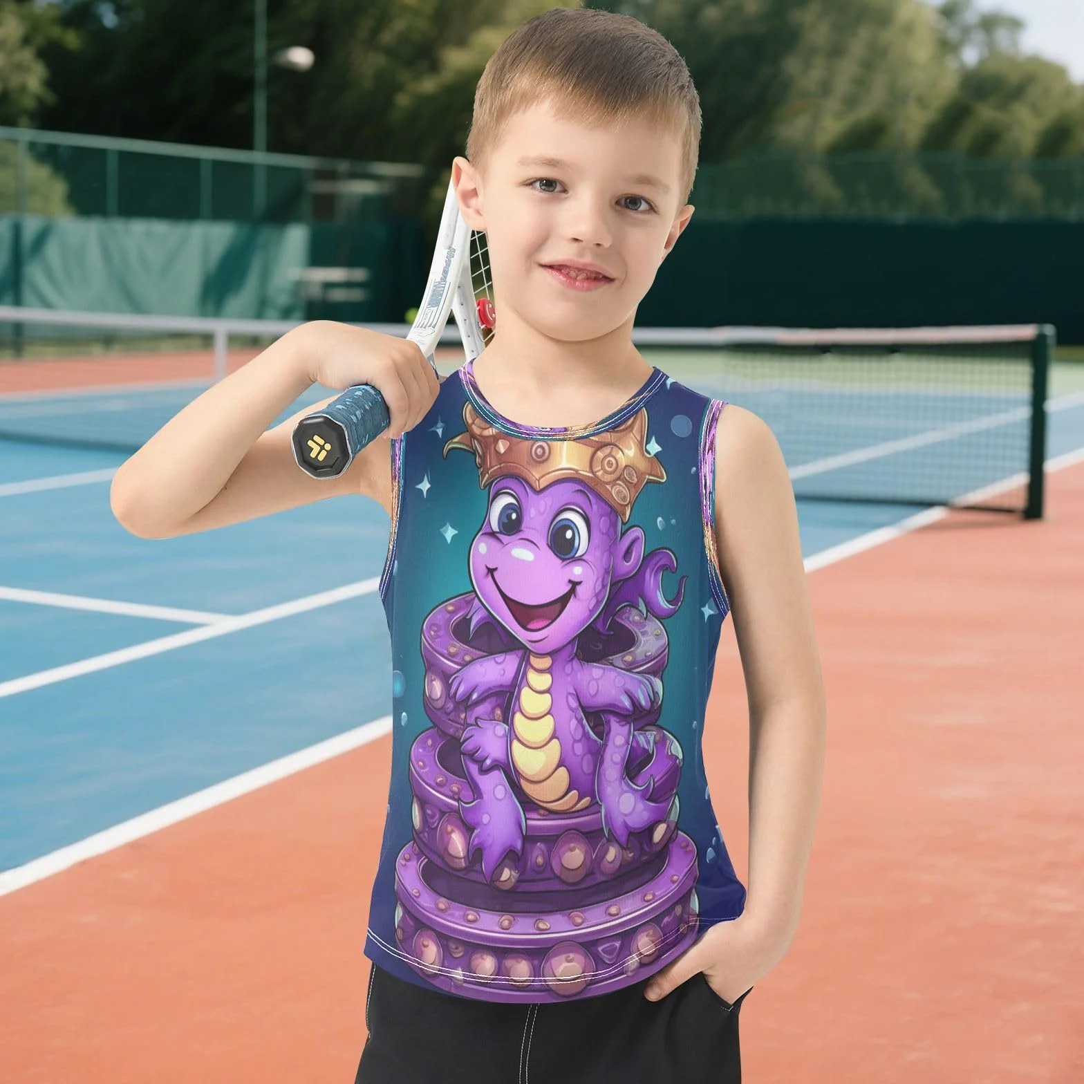 Lindo Doodle Animal Caballito De Mar Camisetas Sin Mangas Tipo Tank Top para Niños Jóvenes Ideales para Actividades Deportivas
