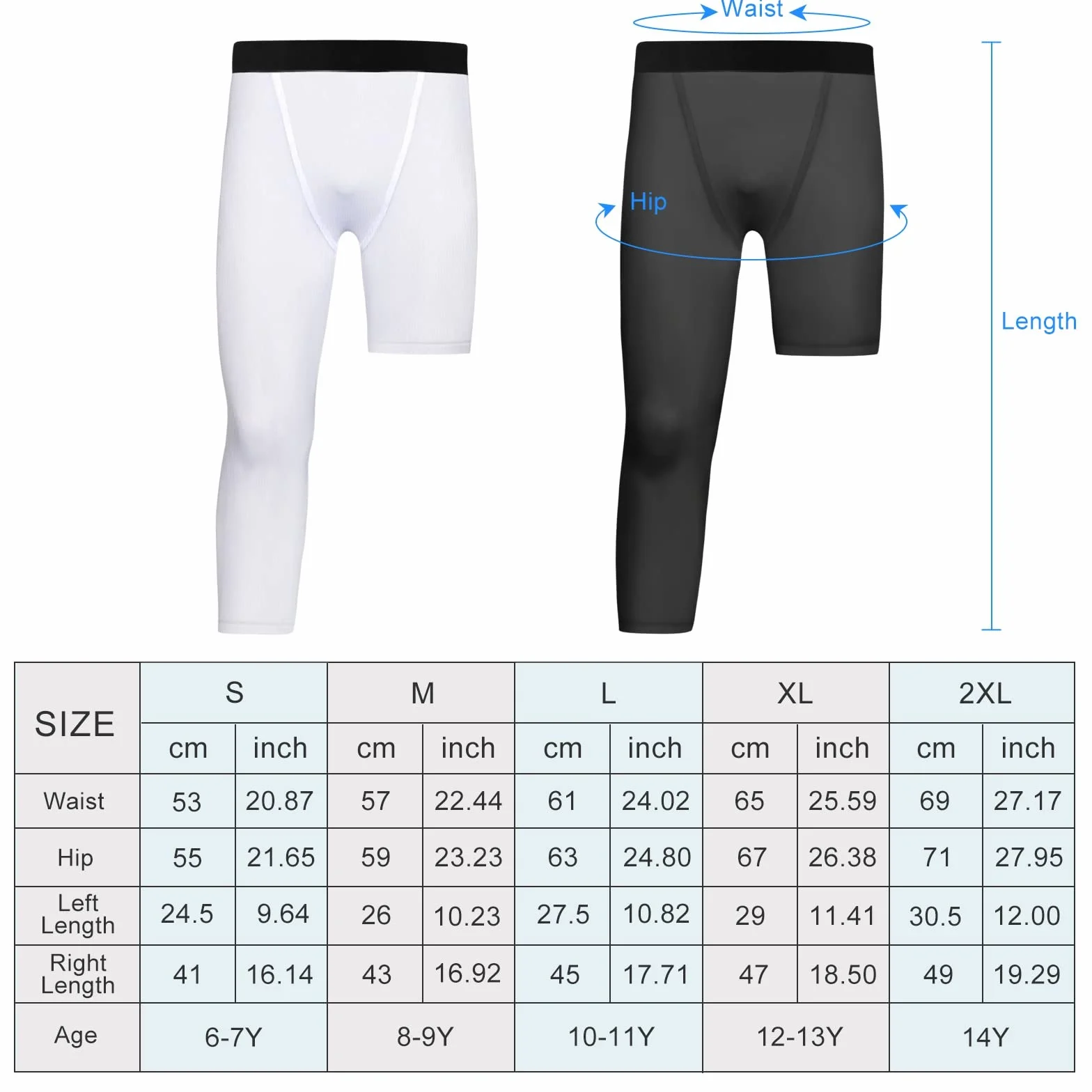 Monopod 2-Pack Niños Pantalones de Compresión 3/4 Leggings para Baloncesto Running Capri Tights
