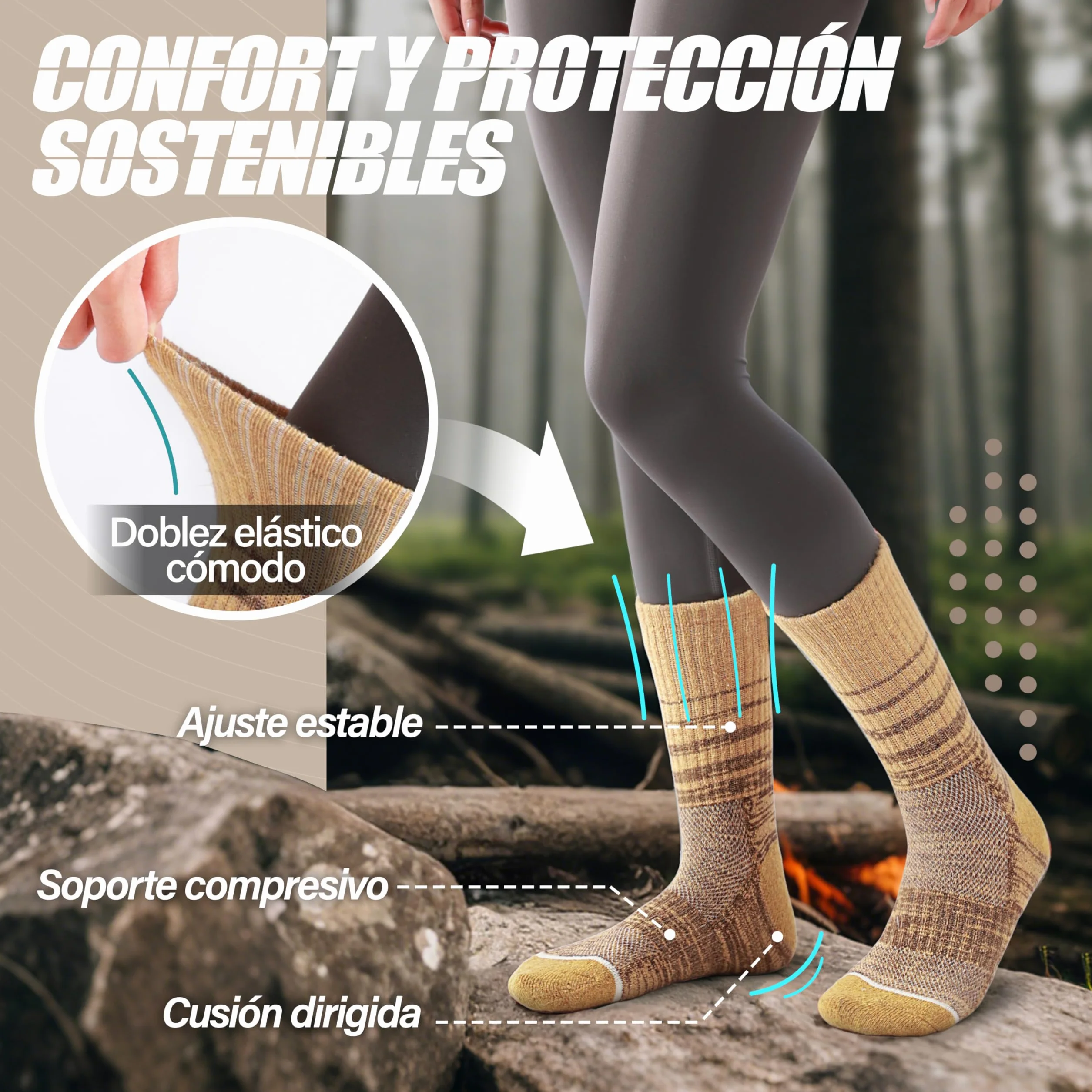 ANTSANG Calcetines de Lana Merino Senderismo Térmicos 5 Pares