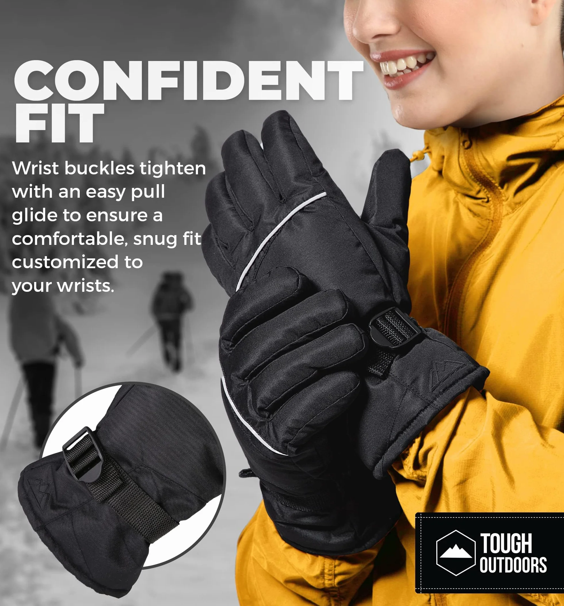 Tough Outdoors Guantes de esquí - Guantes térmicos Impermeables para Nieve - Guantes aislados para Snowboard para Mujeres y Hombres - Guantes de Invierno para Nieve y esquí