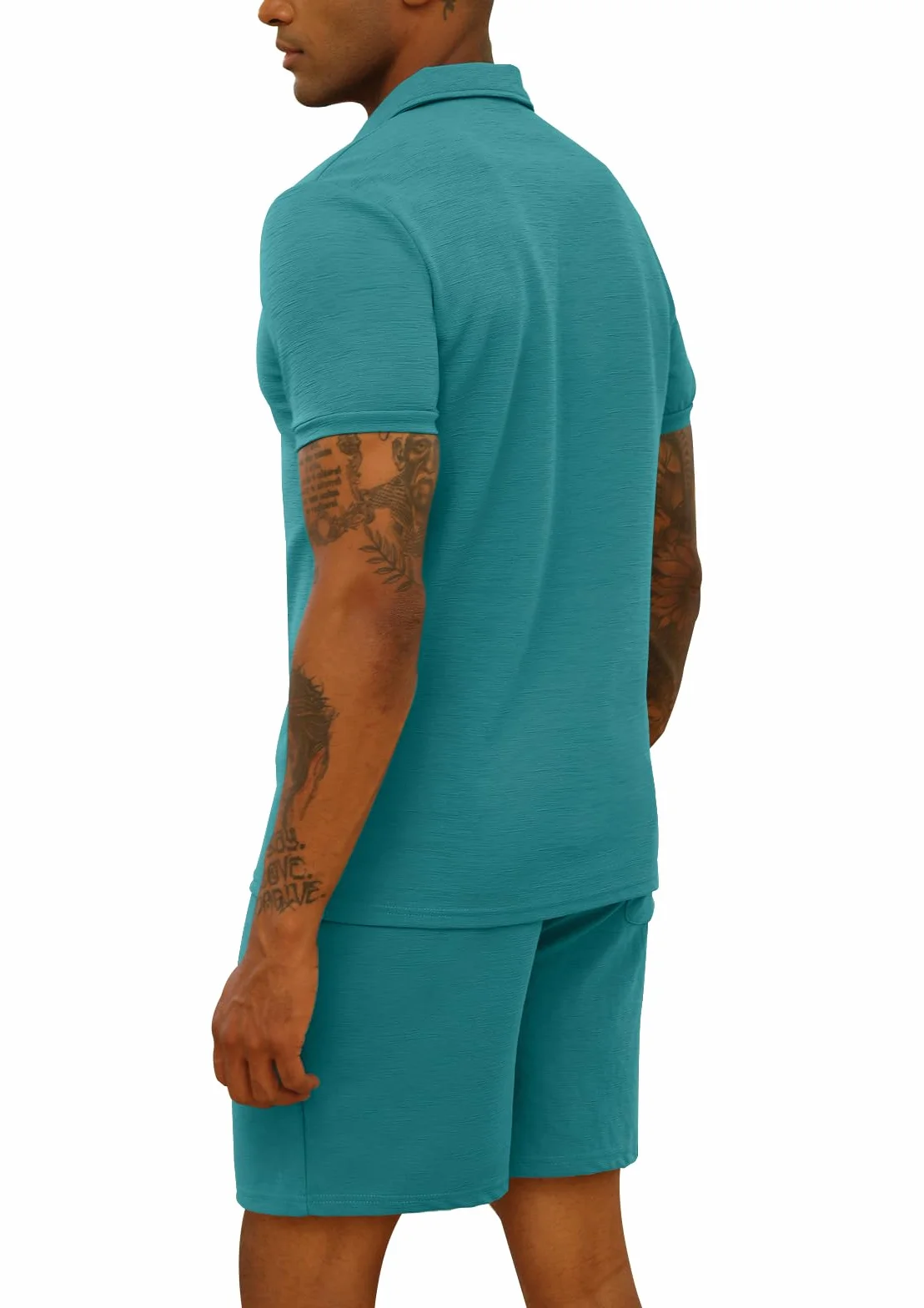 CTU Chándal para hombre 2 piezas camiseta polo pantalones cortos traje verano ropa deportiva