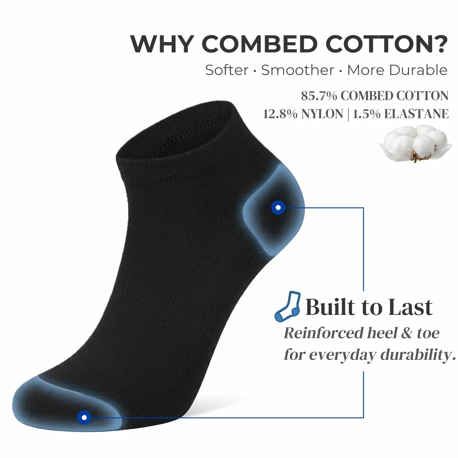Calcetines Tobilleros de Algodón Peinado Suave Transpirables para Hombre y Mujer