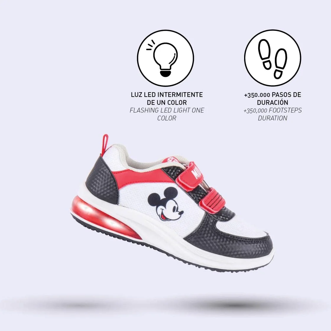 CERDÁ Life'S Little Moments Zapatillas Niño Luces de Mickey Mouse con Velcro para Facilitar Su Independencia Y Comodidad Y Refuerzo En La Puntera ZapatillasNiños