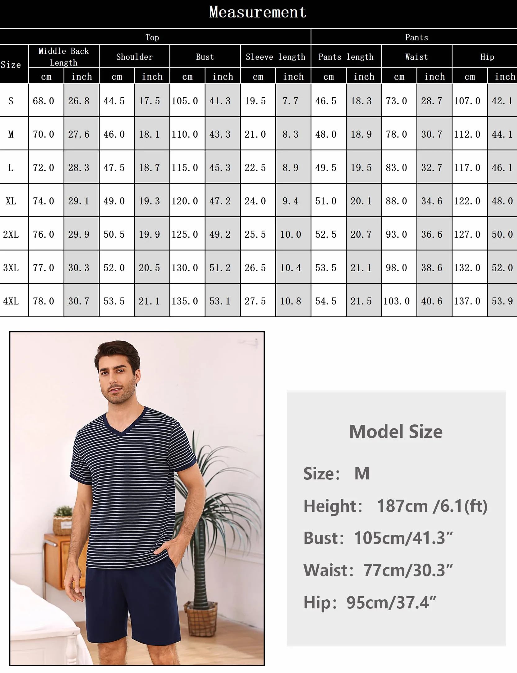 Bresdk Pijama Hombre Verano Algodón Corta Conjunto de Raya Camiseta Manga Corta