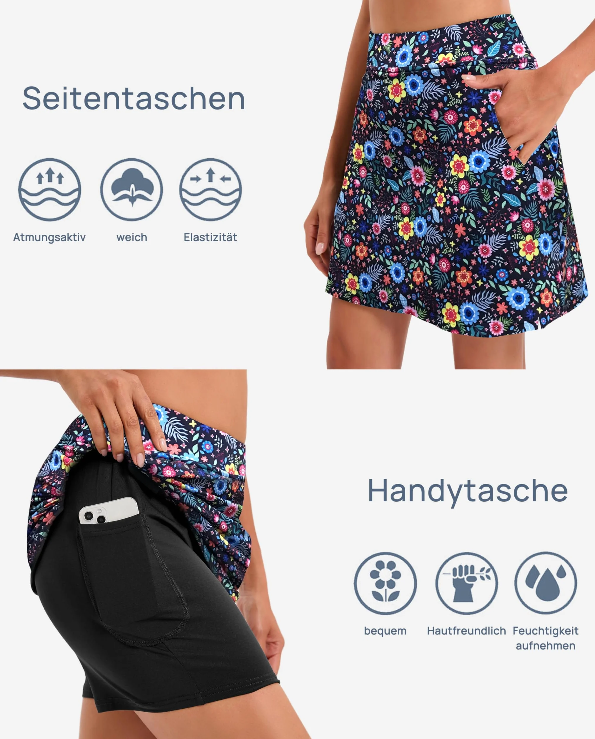 Falda de tenis para mujer con pantalones, bolsillos, falda deportiva de verano para golf, senderismo, correr, ciclismo