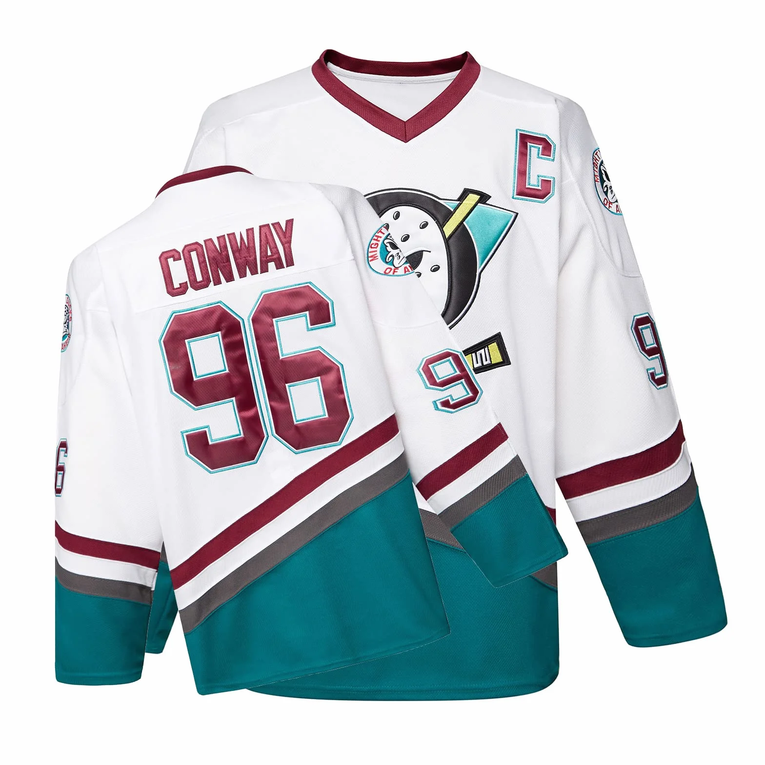 Camiseta de Hockey sobre Hielo Mighty Ducks Charlie Conway #96 Blanca S-XXL Adulto