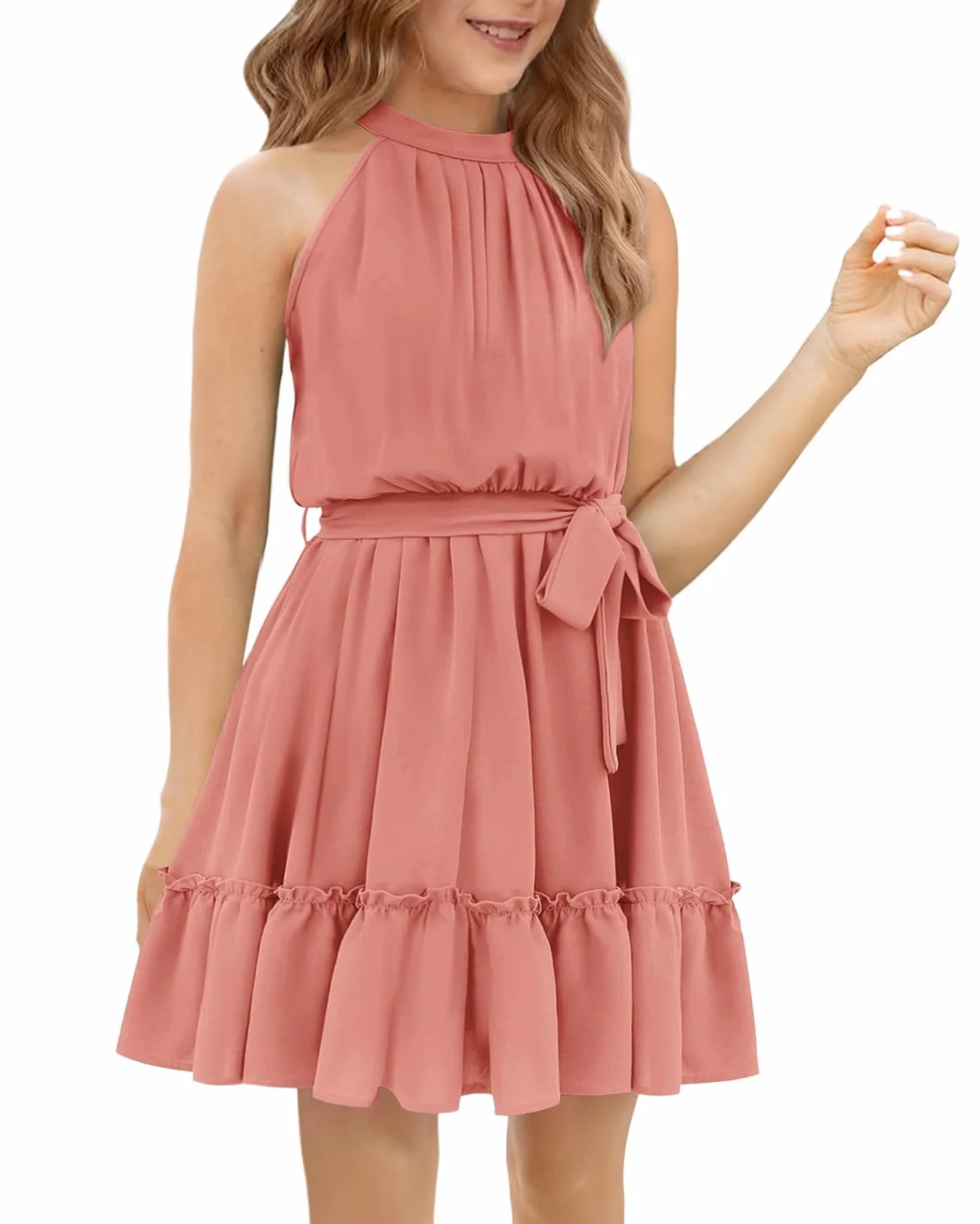 Vestido de niña sin mangas clásico casual largo hasta la rodilla verano princesa fiesta boda