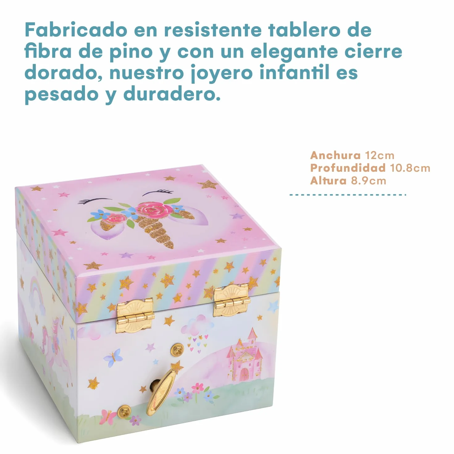 Jewelkeeper Joyeros Infantiles Cajón Musical Unicornio Arcoíris Brillante Cofre Tesoro Rosa 12 x 11 x 9 cm
