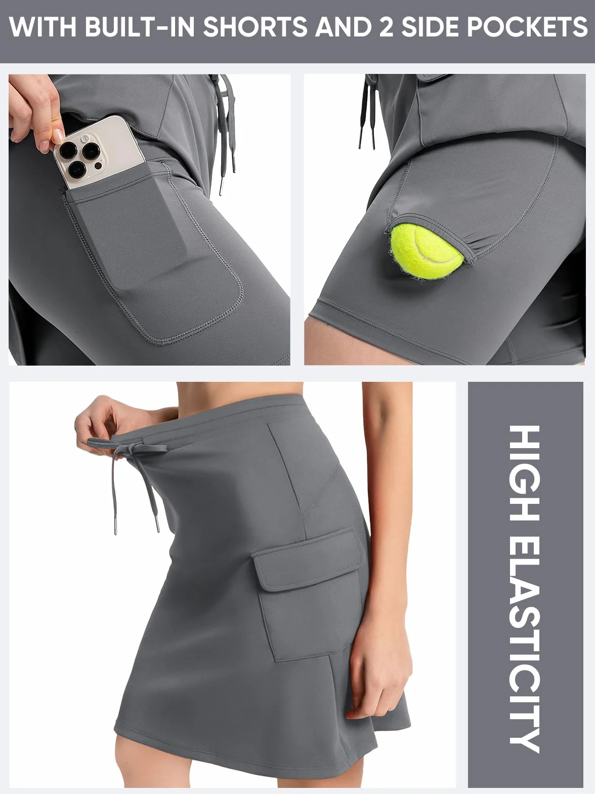 Bezioner Falda Pantalon Mujer hasta la Rodilla Golf Skort Deportiva con Bolsillos