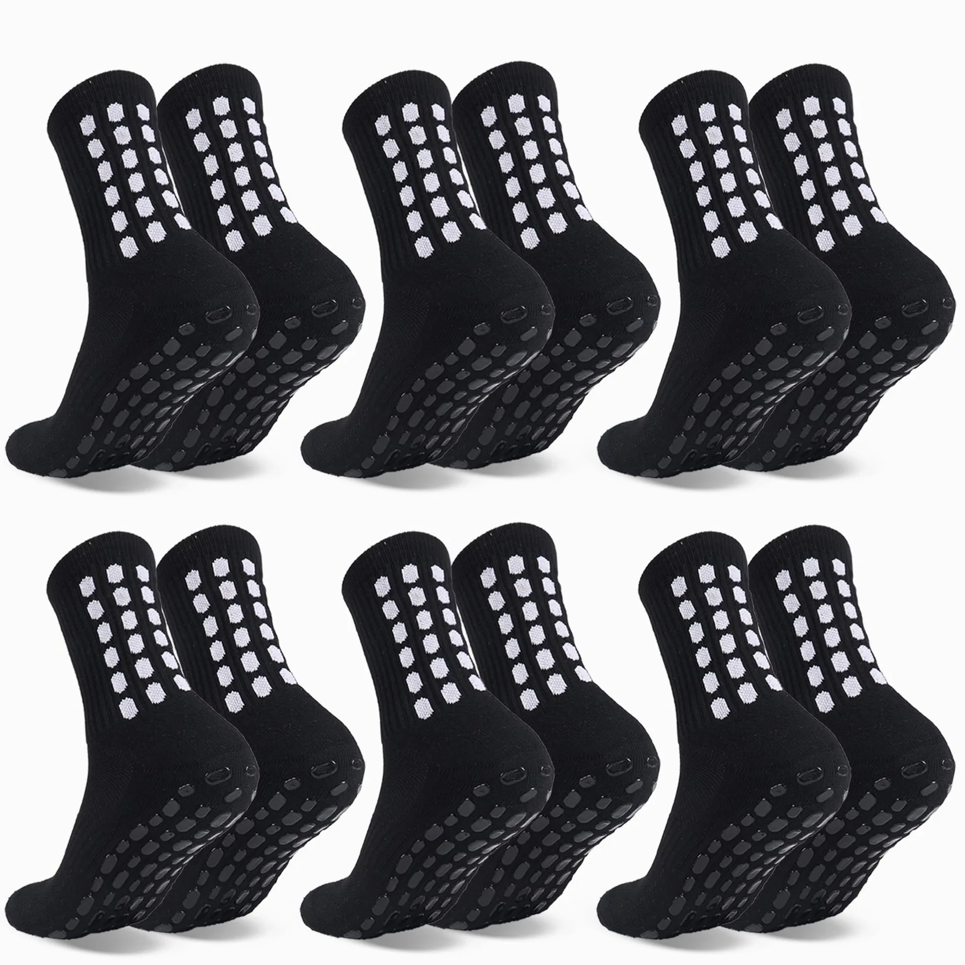 Barrlves 6 pares de calcetines de fútbol antideslizantes coloridos para deportes, fútbol, baloncesto, hospital, yoga, para hombres y mujeres