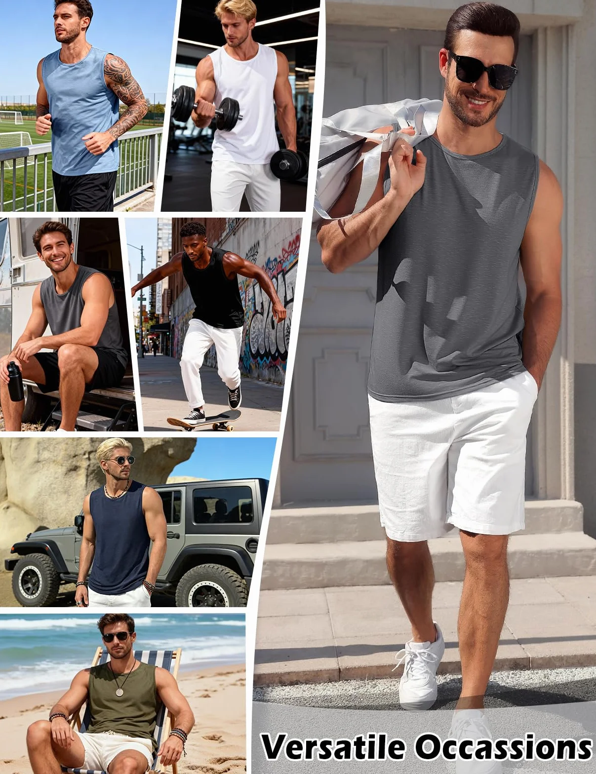 Lonya Camisetas Tirantes Hombre Tank Top Clásico sin Mangas Deportiva Fitness