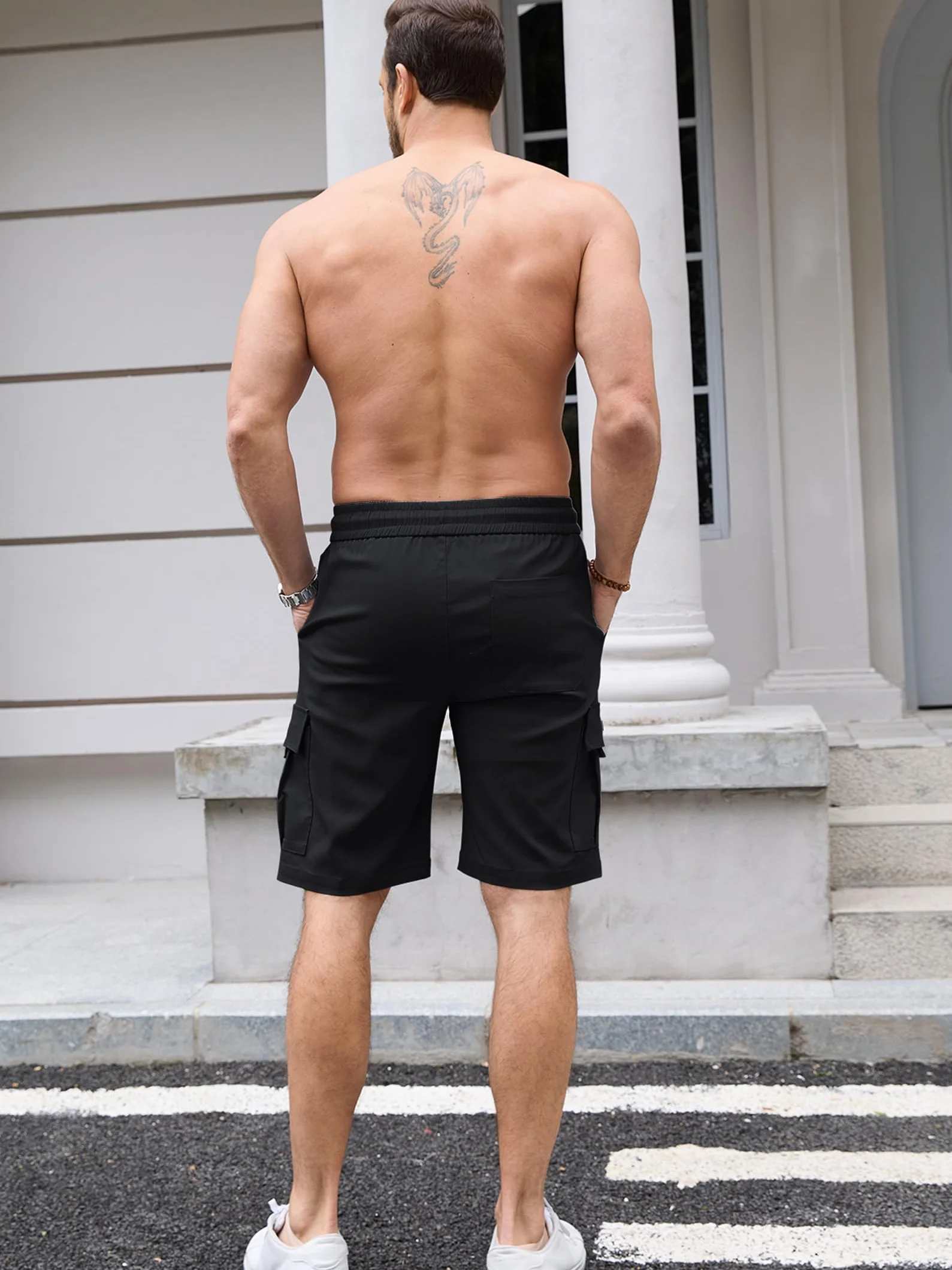 Tolaler Cargo Shorts Hombre Bermudas Verano Elásticos Bolsillos Múltiples Trabajo Playa