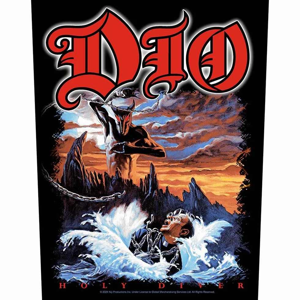 Dio - Parche para la espalda (36 x 29 cm), diseño de Holy Diver, Negro , Talla única