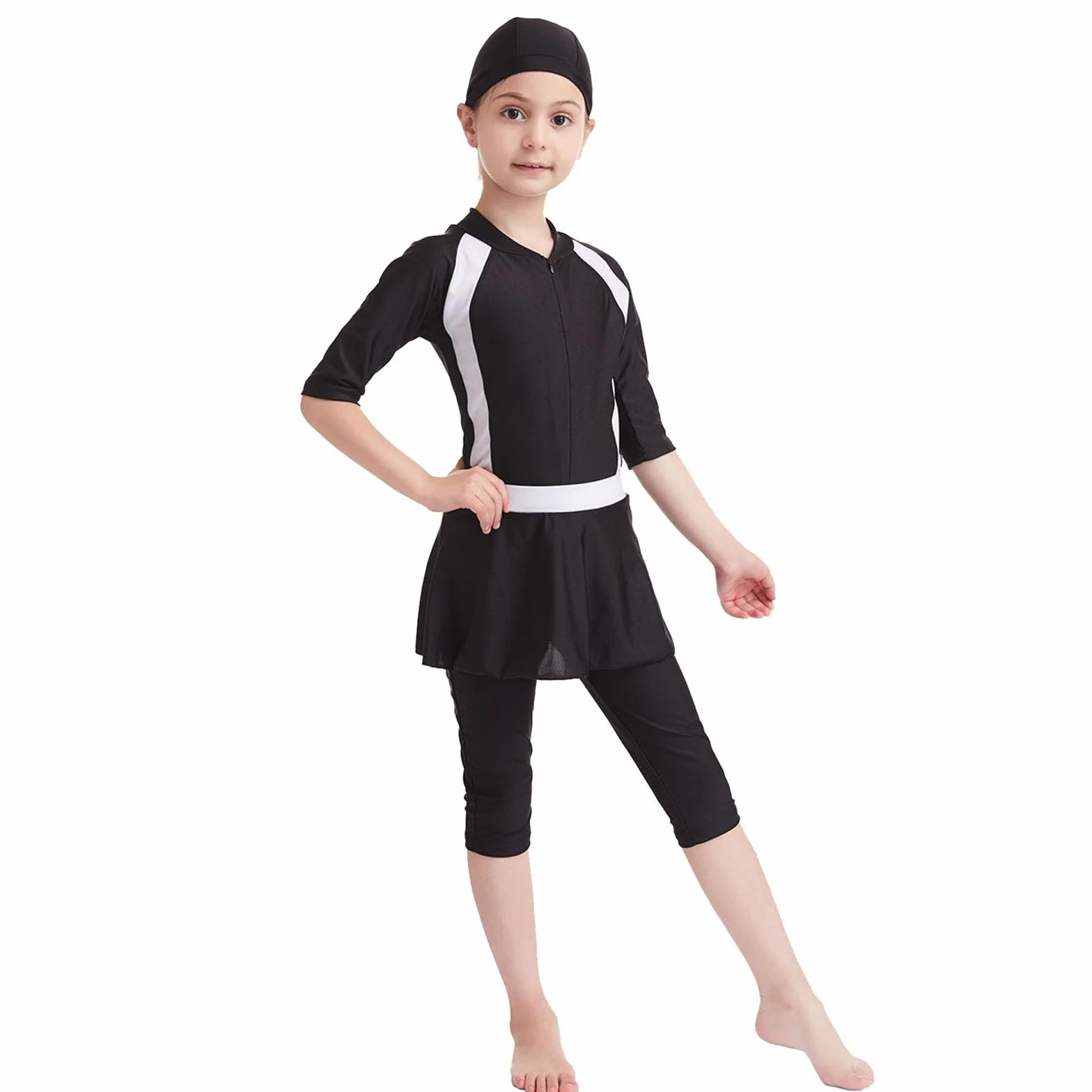 Burkini Niña Traje de Baño Islámico Cuerpo Completo Manga Larga
