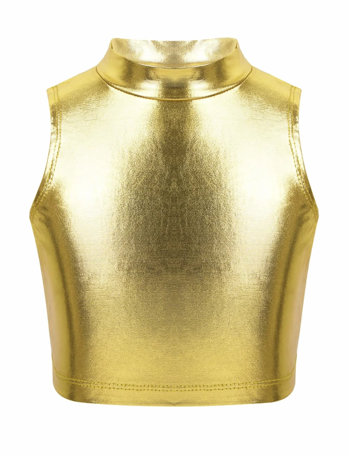 Freebily Sujetador Deportivo Niñas Crop Top sin Mangas Brillo Metálico Camiseta Corta Verano Tank Top Danza Gimnasia Ballet Fitness Running