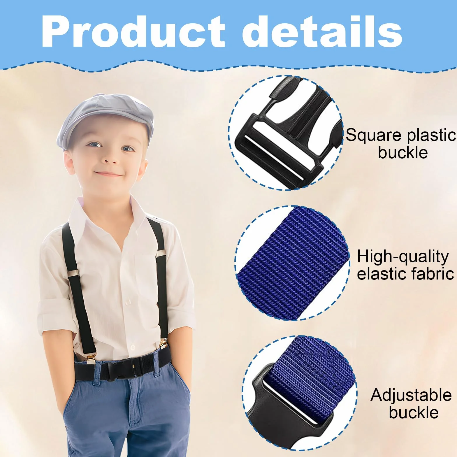 Cinturones Infantiles Elásticos Ajustables 3 Unidades 35-70cm Azul Negro Marrón