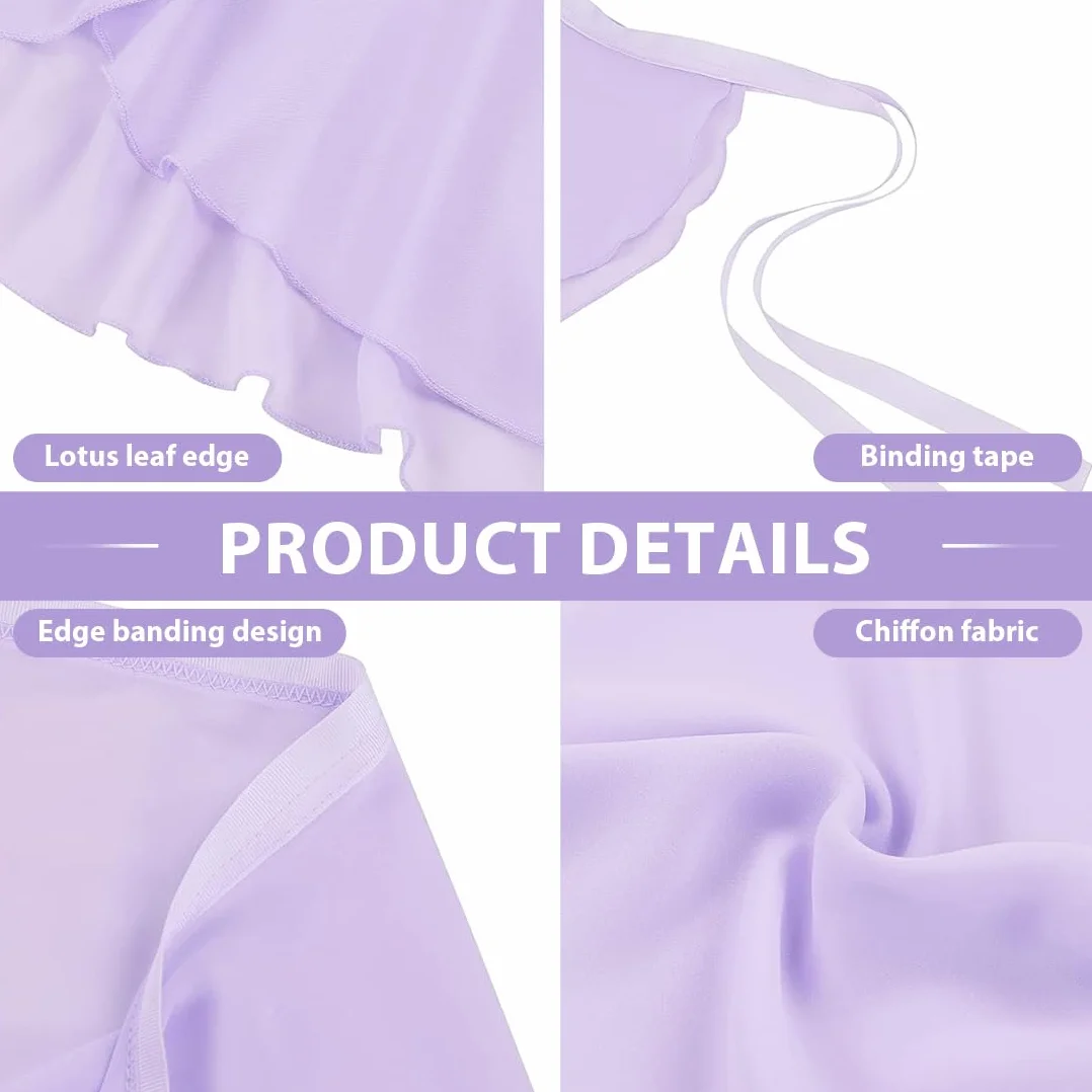 Falda de Ballet niña Chiffon transpirable suave cintura ajustable morado gimnasia