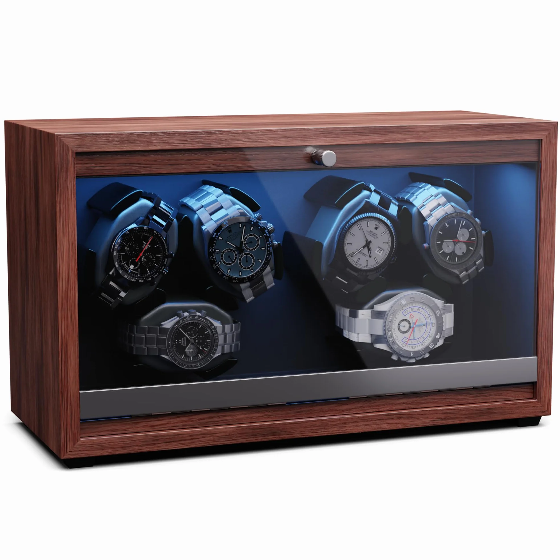 Klarstein Enrollador Automático para Relojes con Puerta Acrílica LED Azul 4 Ajustes TPD