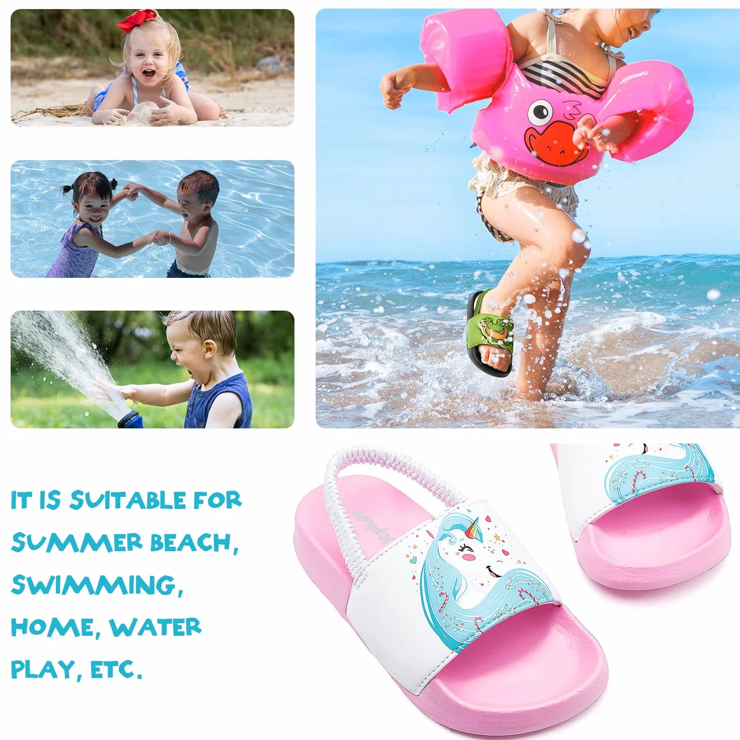 Littleplum Chanclas de Playa para Niña Zapatos de Ducha Verano Sandalias