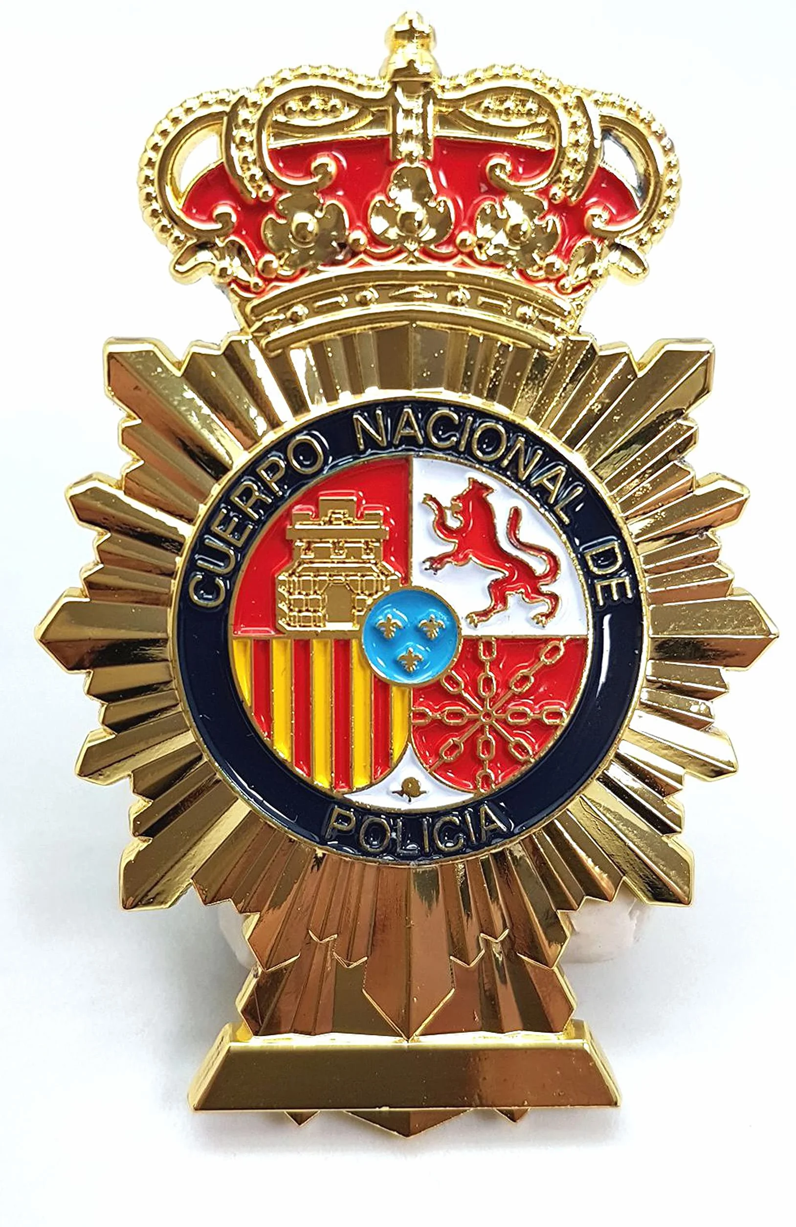 Placa Réplica Cuerpo Nacional de Policía España, Insignia Decorativa Metal Esmaltado con Corona Real
