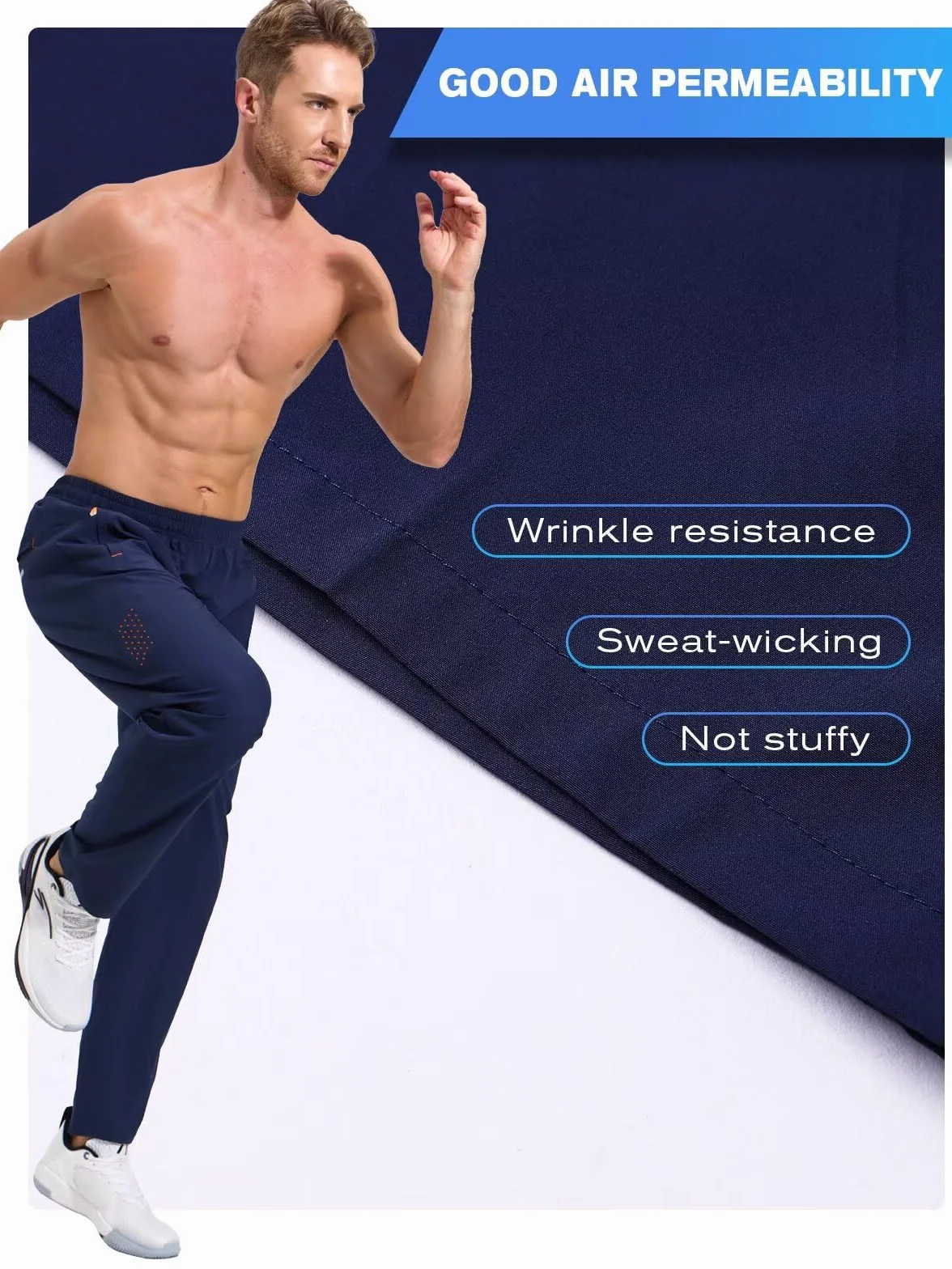 Gaiatiger Pantalones de Chándal para Hombre Ligeros Transpirables Running Jogger con Bolsillos Cremallera