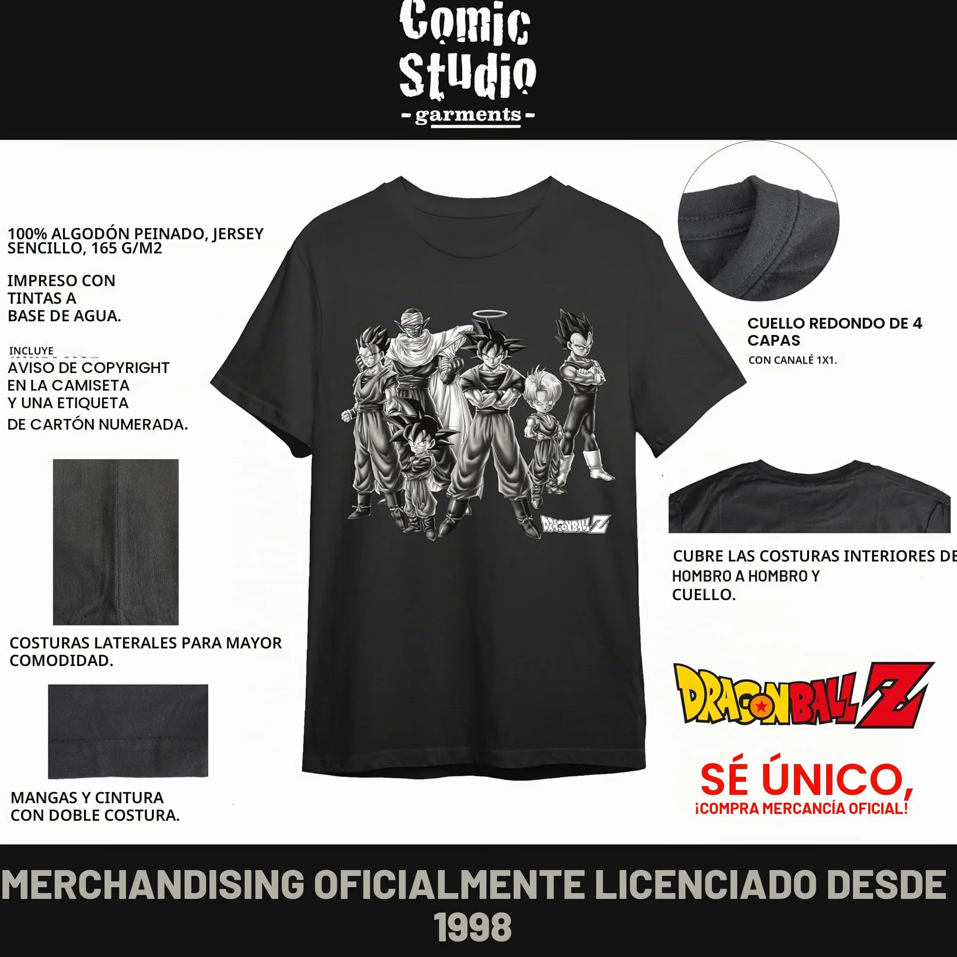 Dragon Ball Z Camiseta | Artículo Licenciado Oficial | Goku Ultrainstict | Negro | L