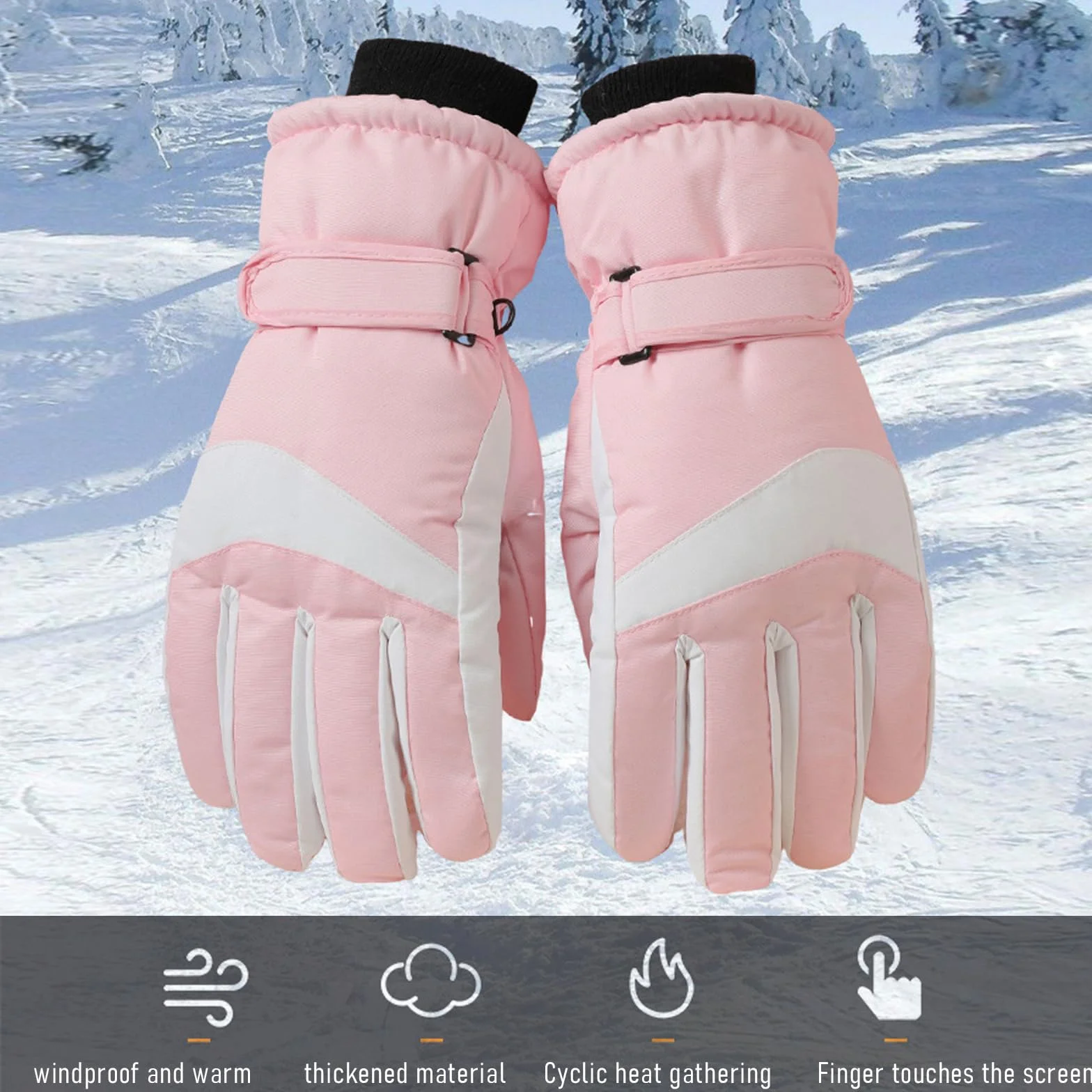 Guantes de Esquí Impermeables Térmicos para Mujer con Pantalla Táctil - Nieve Ski Snowboard