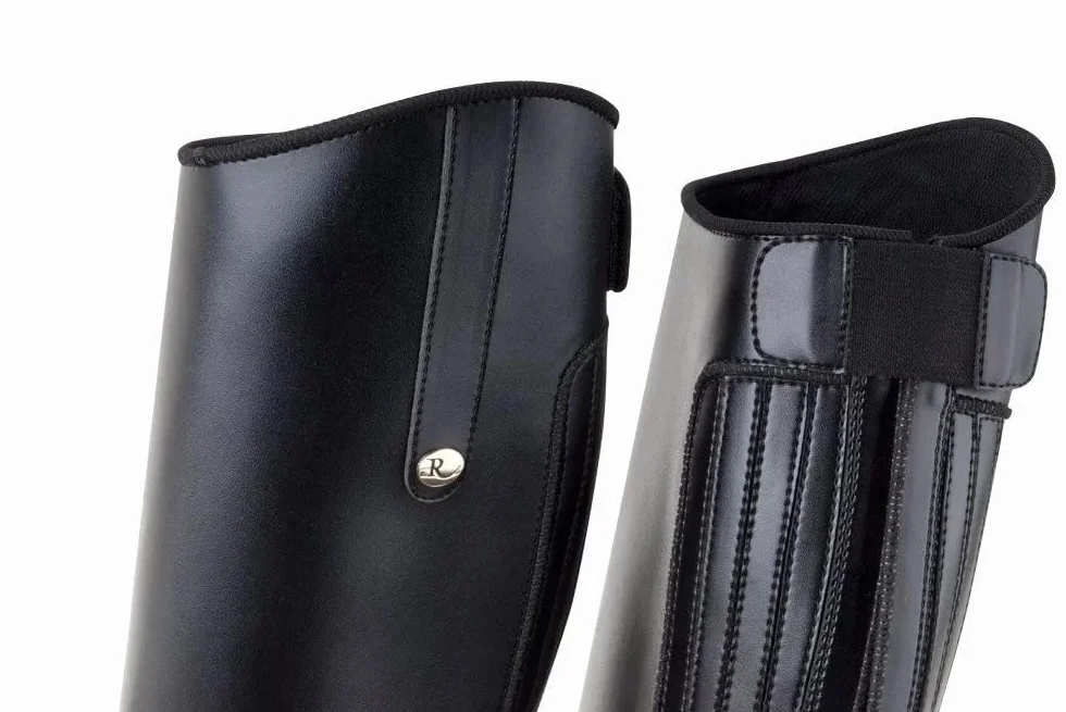 Rhinegold Nebraska Equestrian Horse Riding Long Boots Black Synthetic Knee High Boots with Rear Zip