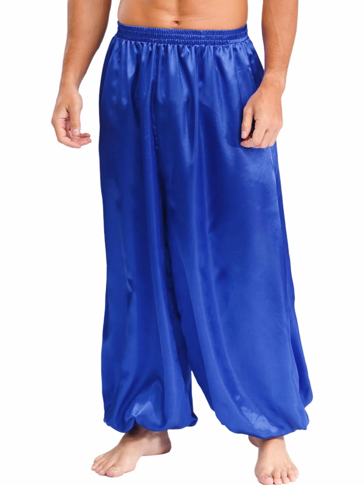 Pantalones De Harén Para Hombres Disfraz De Príncipe Árabe Satén Holgados