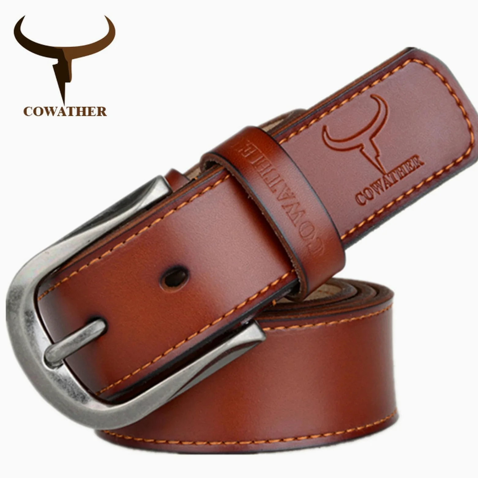 TsoLay Cinturón De Cuero De Moda Con Hebilla De Alfiler Para Hombre, Cinturón De Cuero Retro De Tres Colores Para Hombre, Cinturón De Jeans Para Negocios