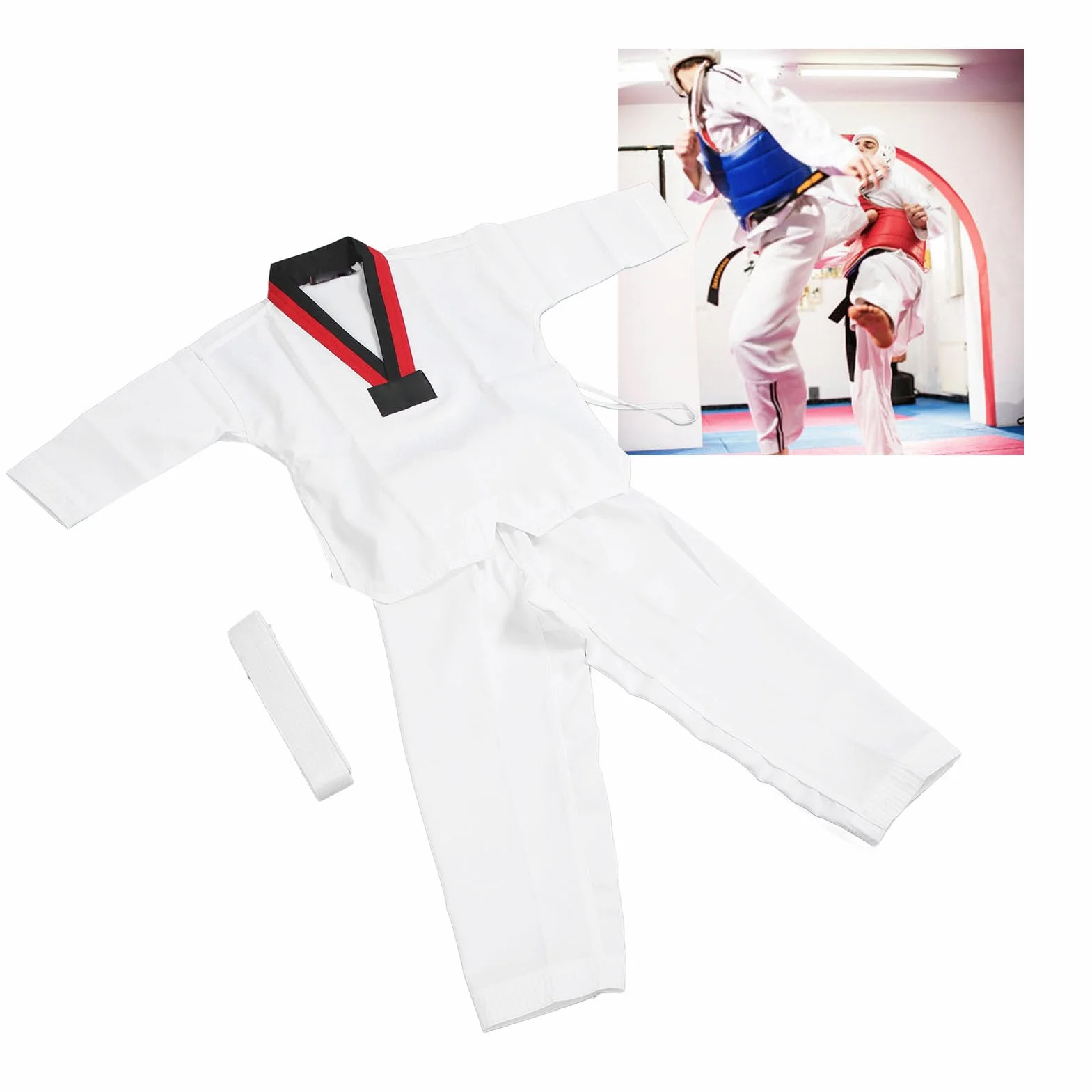 Uniforme de Taekwondo para Niños, Poliéster Algodón, Entrenamiento
