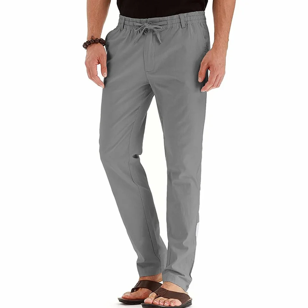 Pantalones Hombre Verano Casuales Anchos Largos Poliéster Chándal Jogger Deportivos Running Gimnasio