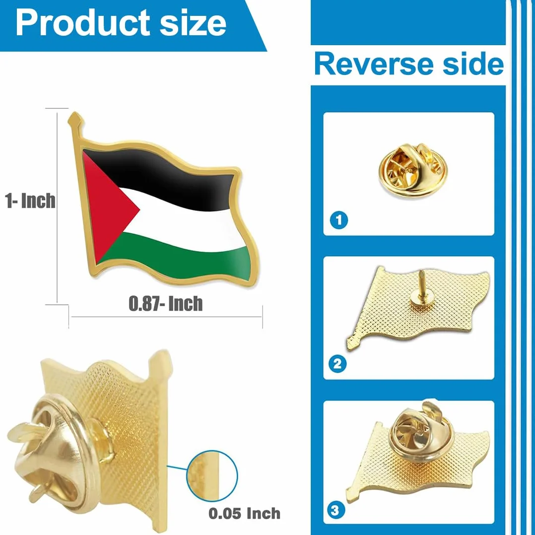 Palestina Pin Banderas Nacionales Broches Esmalte Insignia Solapa Brazalete 6PCS