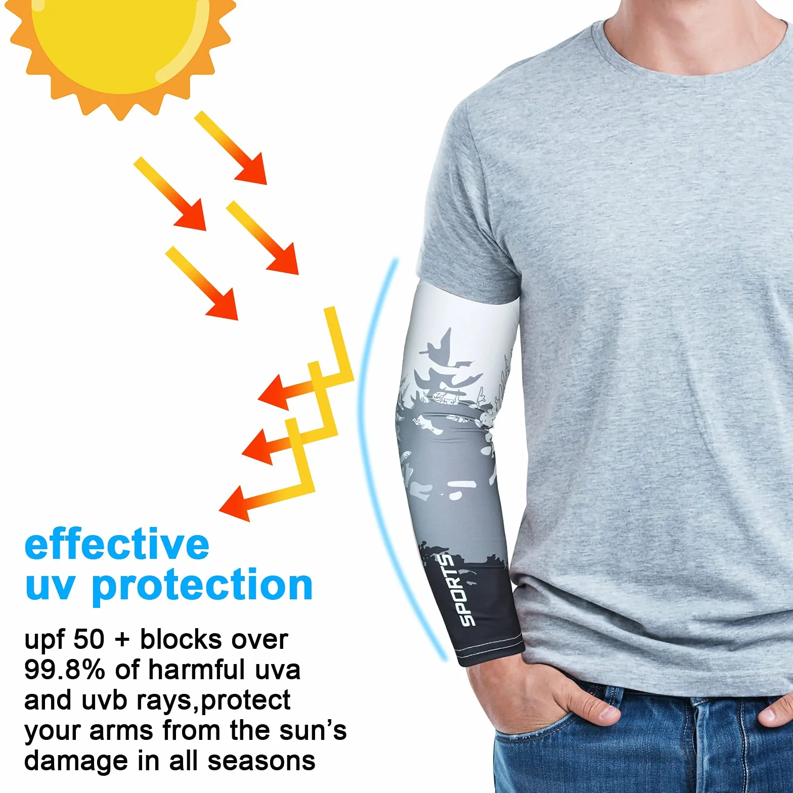 flintronic Manguitos de Enfriamiento para Brazos, Protección UV, Guantes Absorbentes para Conducir, Ciclismo