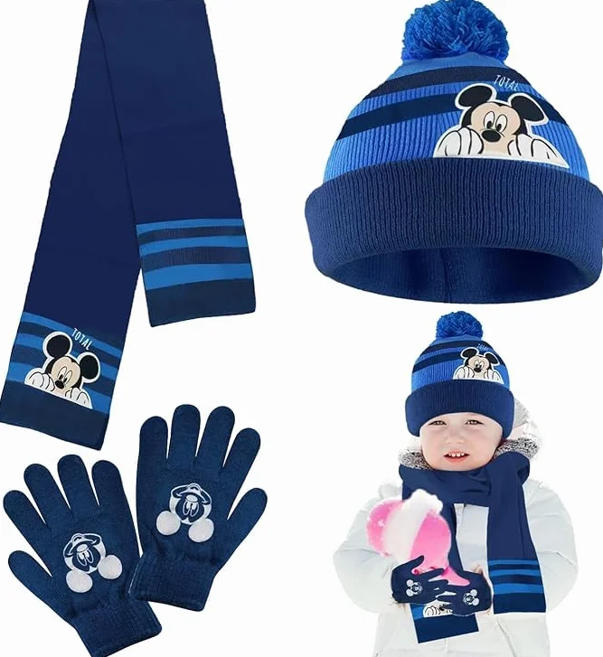 Set Guantes Niña Gorro Invierno Niño Bufanda Tejido de Punto