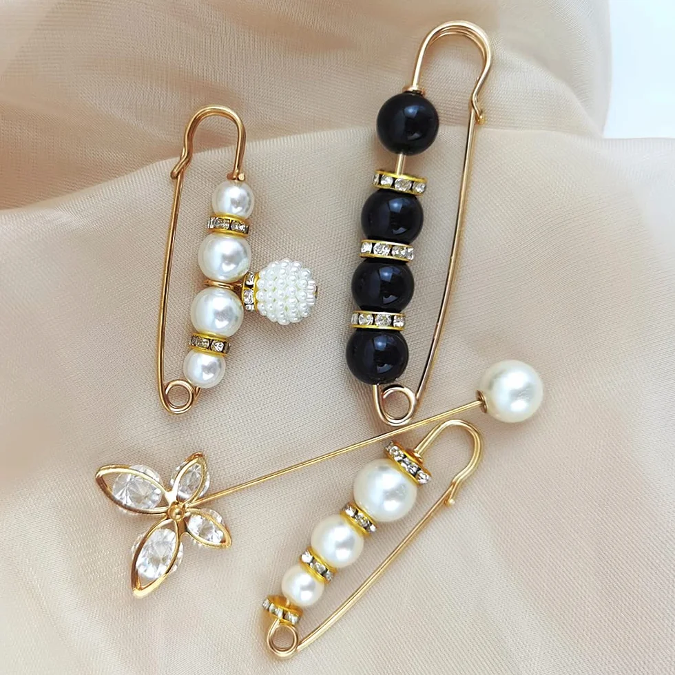 Broche de Perlas 4 Piezas Broche de Mujer Imitación Imperdibles para Suéteres Camisas